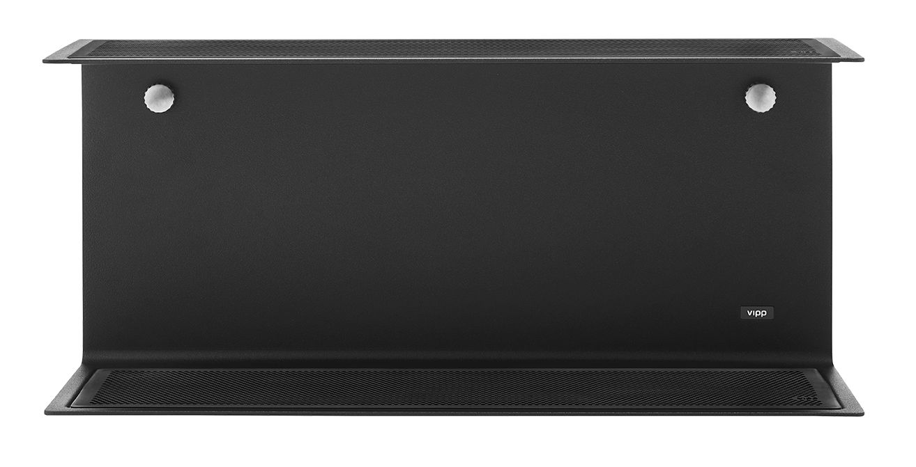 Schwarzes Vipp Wandregal in U-Form, modernes Design für stilvolle Wanddekoration und praktische Aufbewahrung im Wohnbereich.