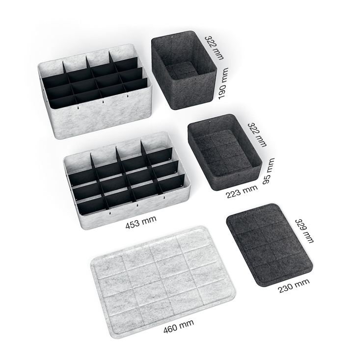 USM Haller Inos Box tief mit Unterteilung quer / längs 