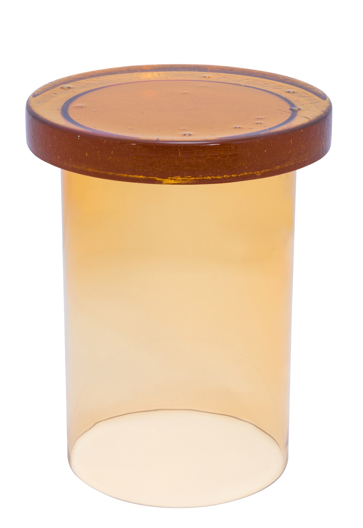 Alwa Three Beistelltisch von Pulpo, Bernstein-farben, runder Tisch, modernes Design für Wohnzimmer und Schlafzimmer.