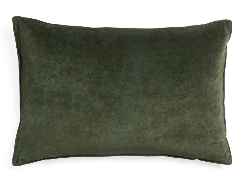 Ethnicraft Velvet Kissen 60x40 cm, rechteckig, in dunklem Olivgrün, samtweiche Textur, Dekokissen für Sofa und Bett.