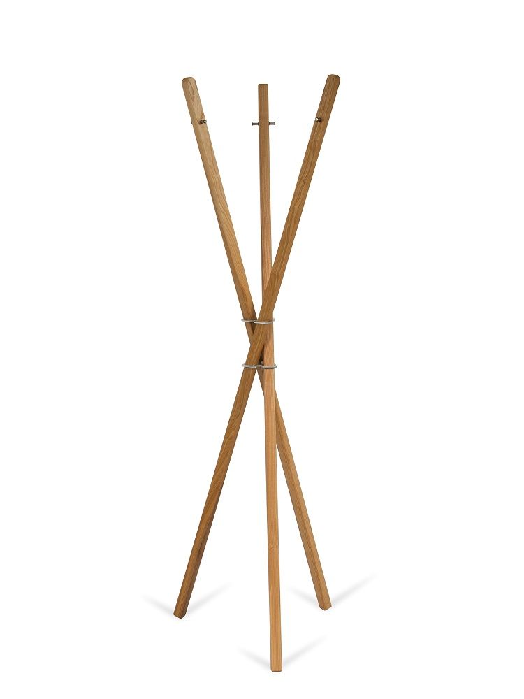 Mia Garderobenständer: Freistehender Garderobenständer aus Holz mit drei Stäben von Keilbach Designprodukte.