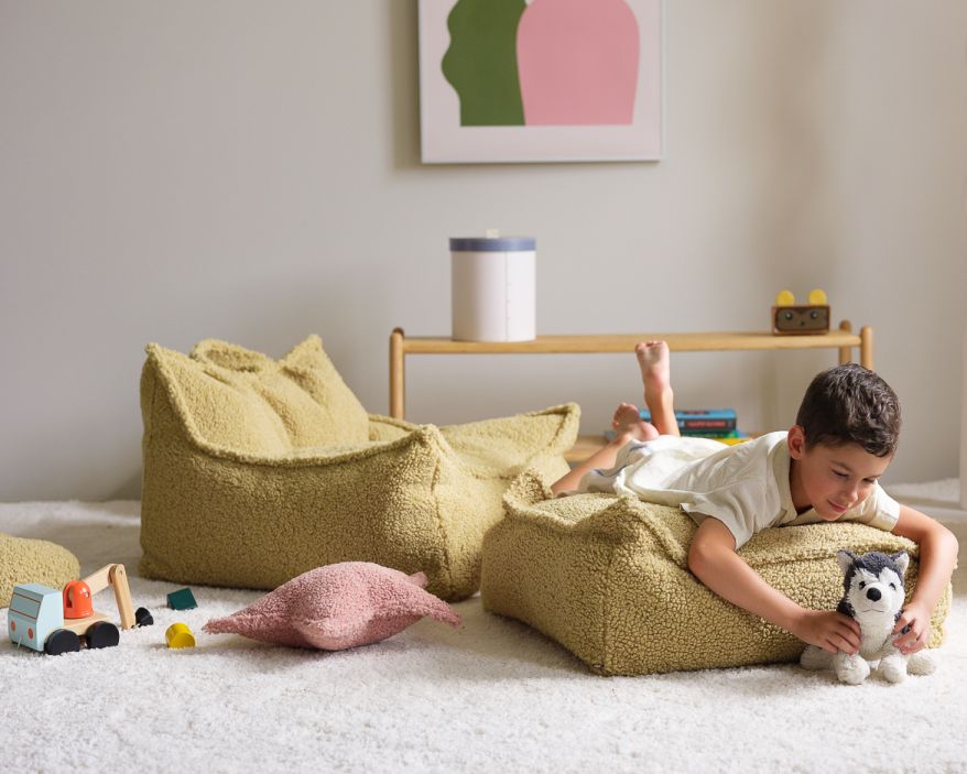 Kindersitzsack Sessel Teddystoff Matcha Wigiwama