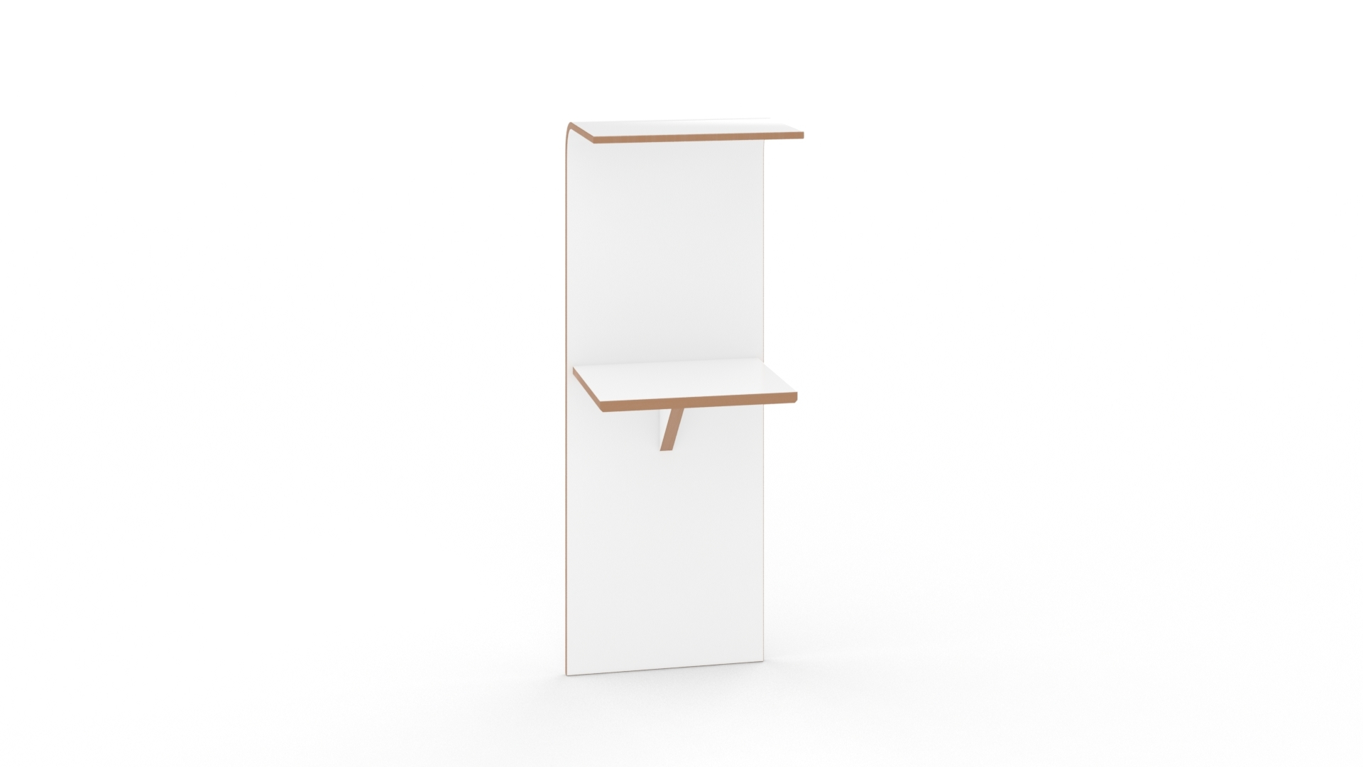 Weißes Tojo Regal mit zwei Ablageflächen für Wohnzimmer, Schlafzimmer oder Büro.