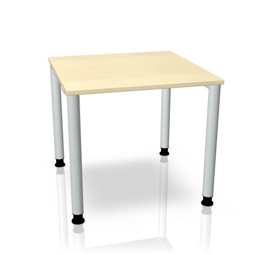 Systo Tec Schreibtisch von Palmberg, höhenverstellbar, mit heller Tischplatte und silbernen Beinen. Büromöbel für ergonomisches Arbeiten.