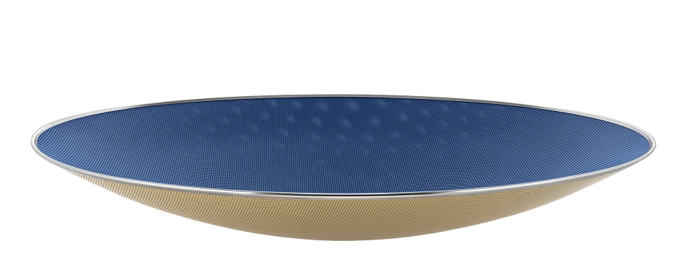 Alessi Cohncave Schale: Blaue Innenseite, elfenbeinfarbene Außenseite, modernes Design, dekorative Obstschale.