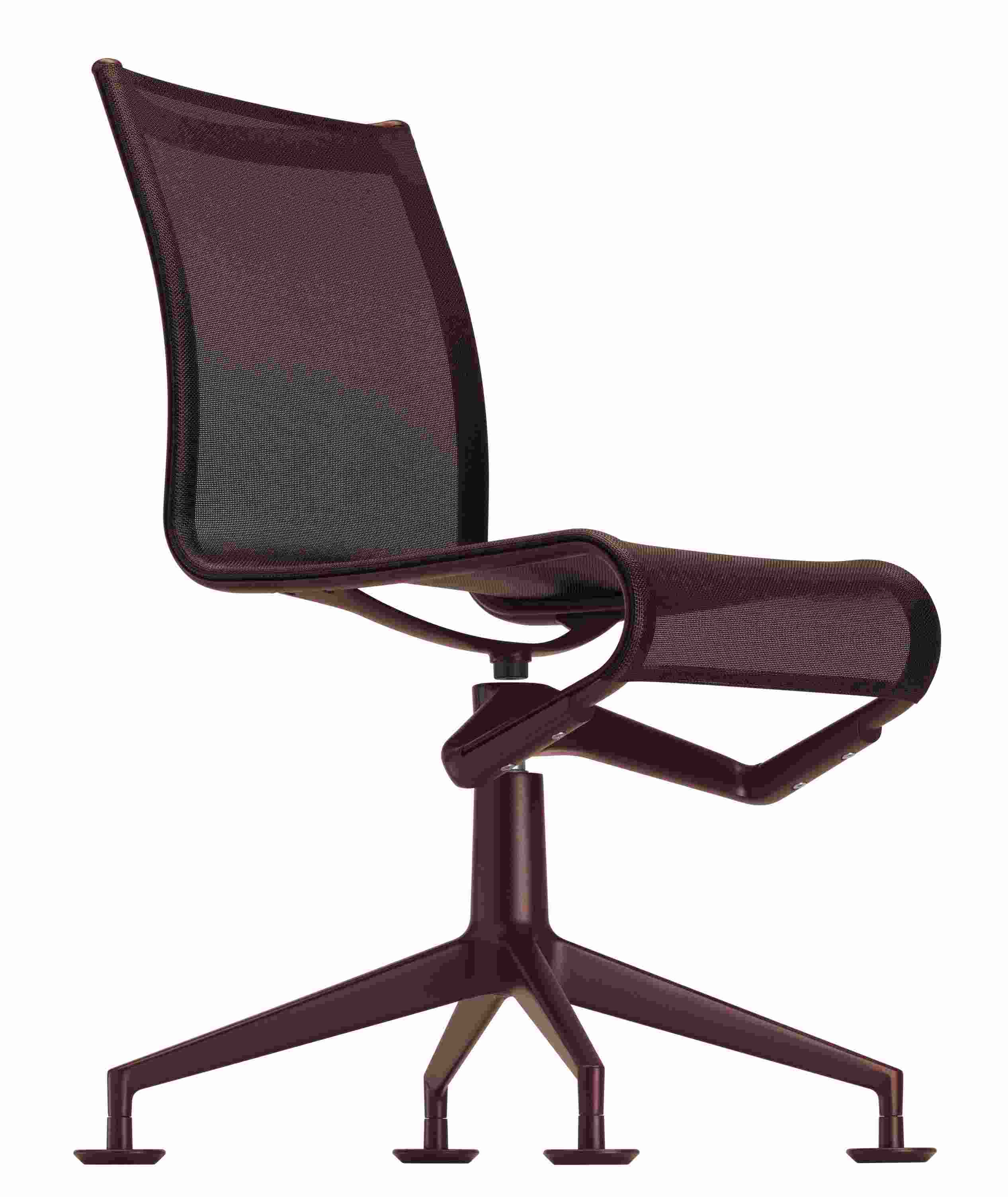 Meetingframe Drehstuhl mit Netzrückenlehne und braunem Gestell, ideal für Büro und Homeoffice.