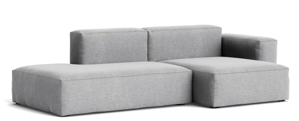 Mags Soft Sofa Low 2,5-Sitzer Combination 3 mit Armlehne rechts Hay Stoff Hallingdal 130 mit Beige Naht