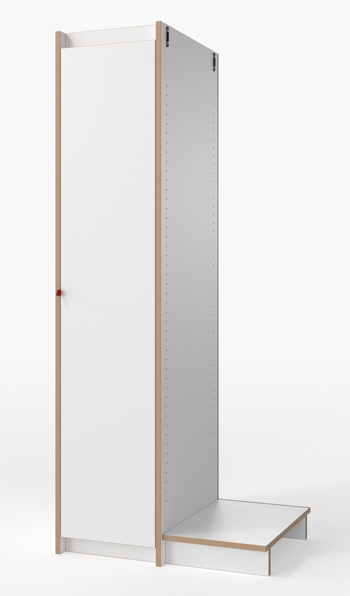 Weißes Tojo Steh Schrank Anbaumodul mit Regalboden, ideal zur Erweiterung Ihres Schranksystems.