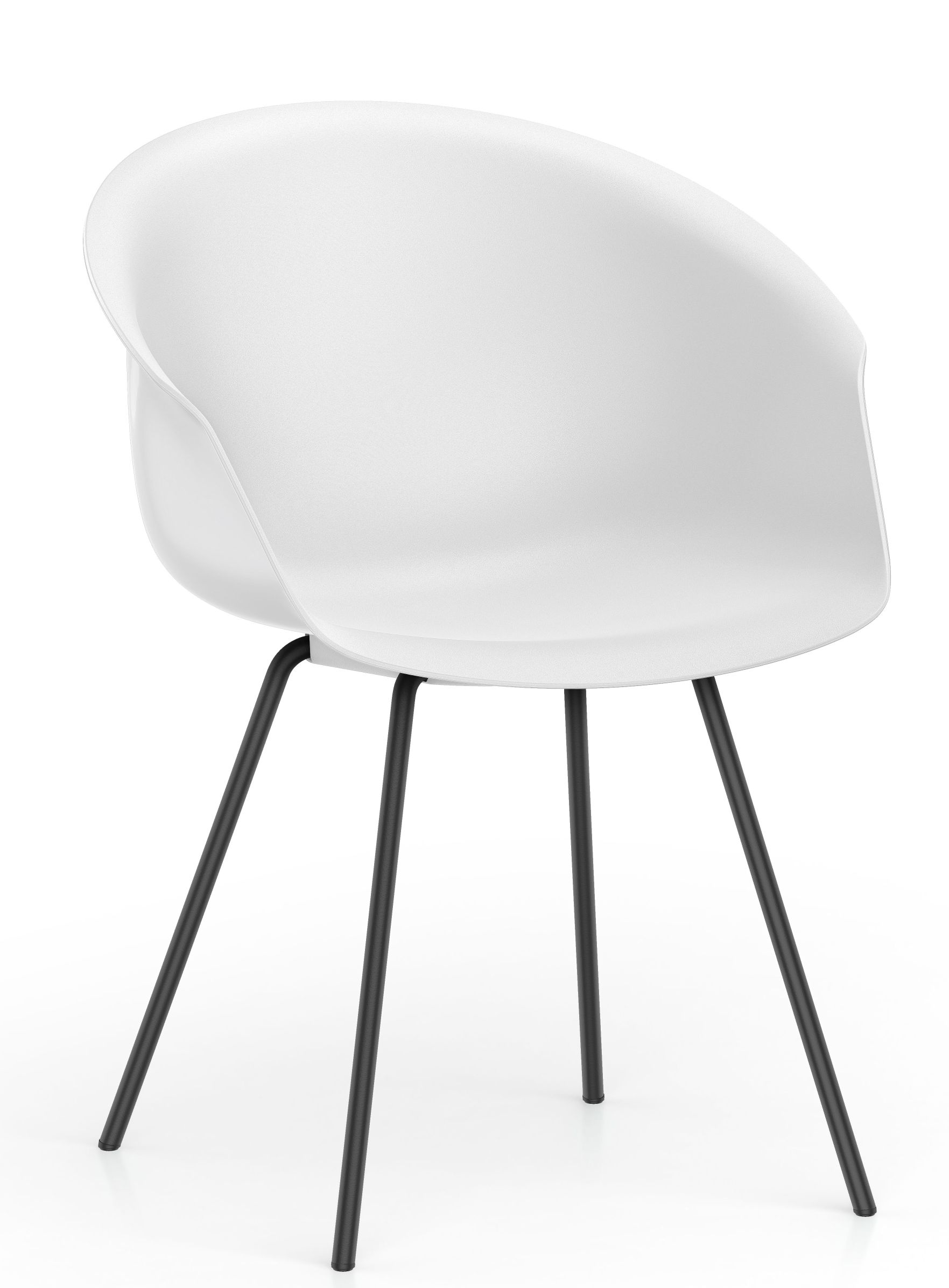 Weißer Interstuhl Shuffleis Clubsessel mit schwarzem Vierfußgestell, moderner Design Stuhl für Büro und Zuhause.