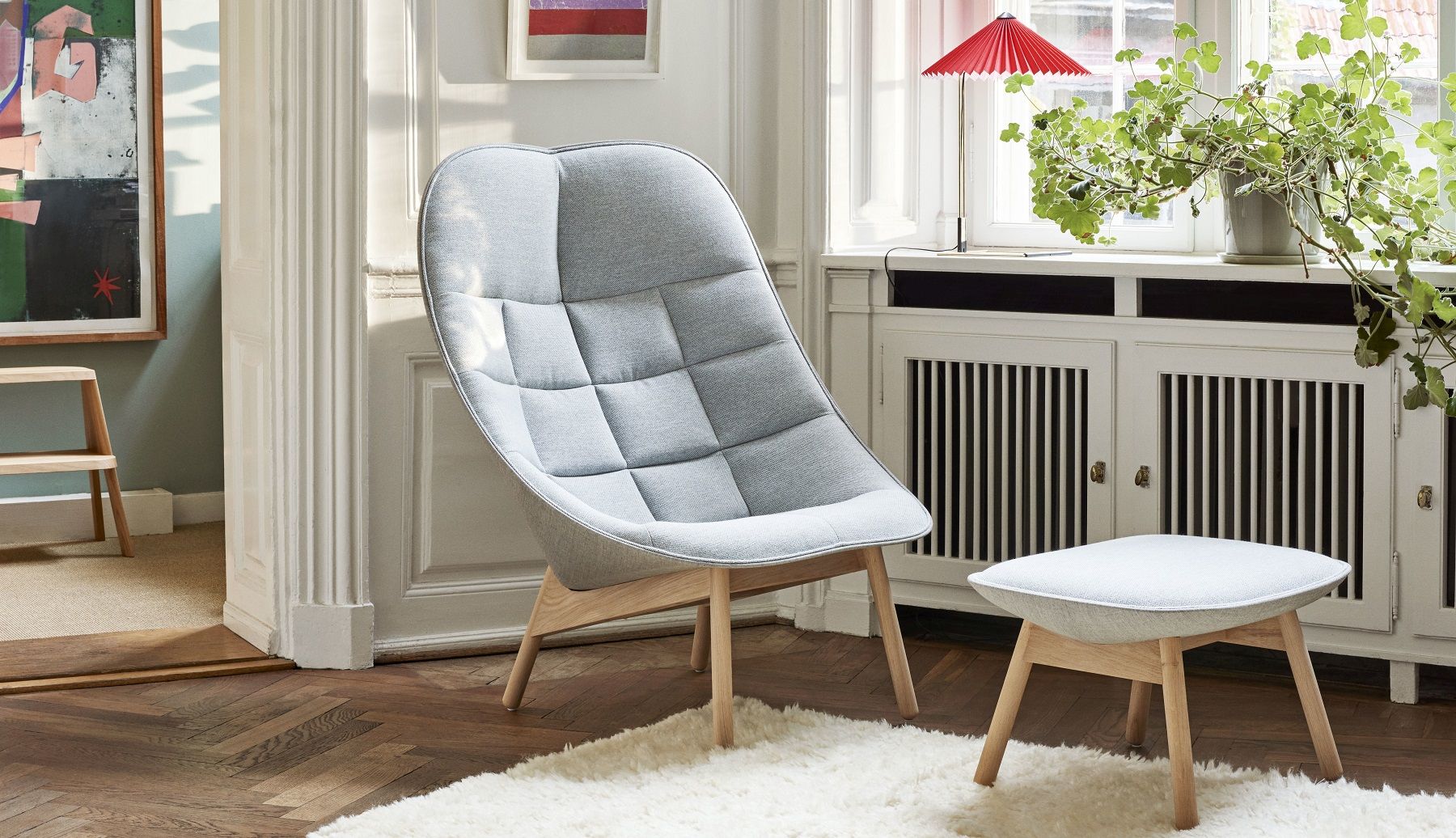 Uchiwa Ottoman Hocker Hay