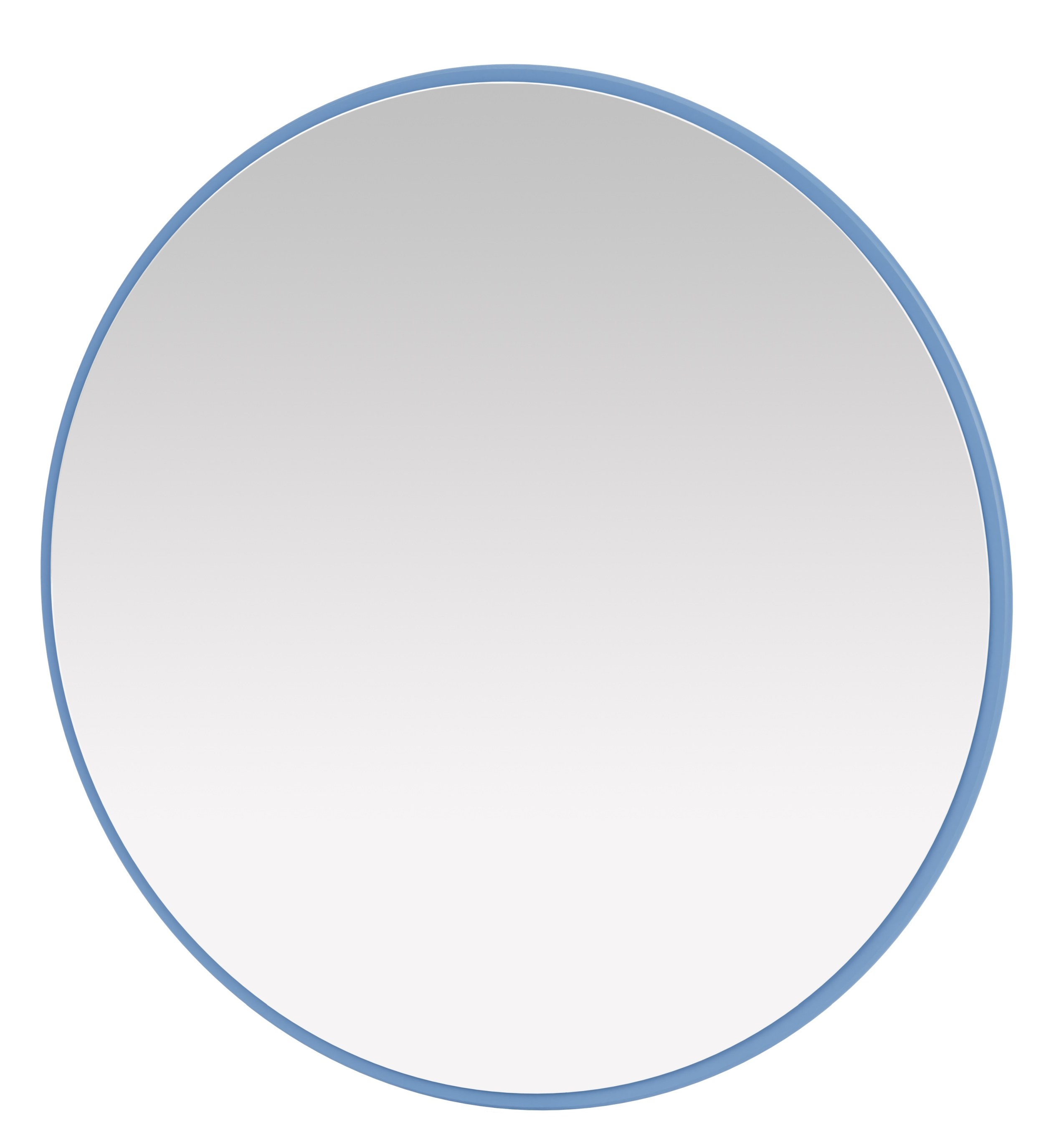 Runder Montana Spiegel mit blauem Rahmen, moderner Wandspiegel für Badezimmer und Wohnraum.