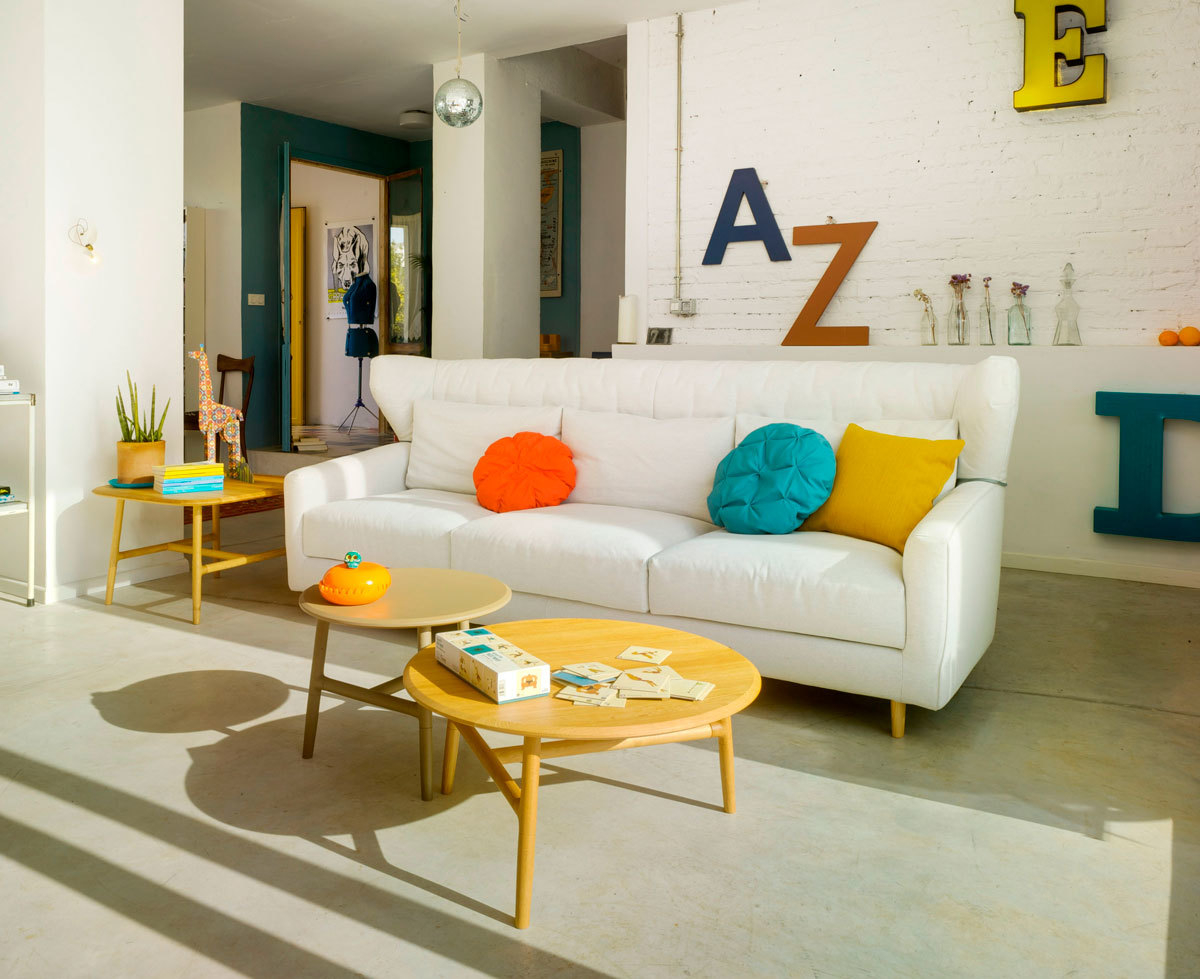 Nudo Beistelltisch von Sancal, Eiche Natur, ∅50cm. Runder Holztisch als Nachttisch oder Couchtisch.