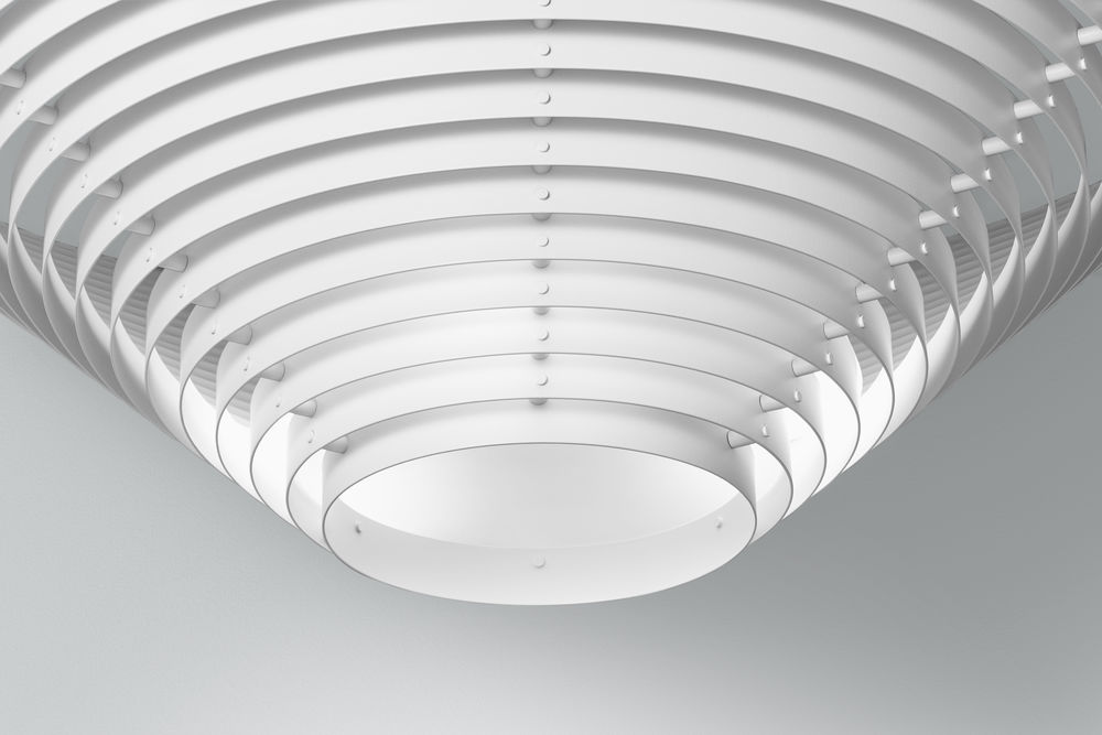 A622A Deckenleuchte von Artek, weiße Designlampe mit Lamellen, moderne Beleuchtung für Wohnräume.