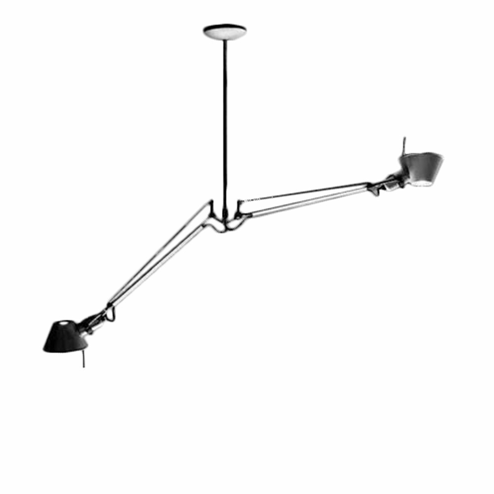 Artemide Tolomeo Sospensione Pendelleuchte mit zwei Armen aus Aluminium, modernes Design für Wohnzimmer und Büro.