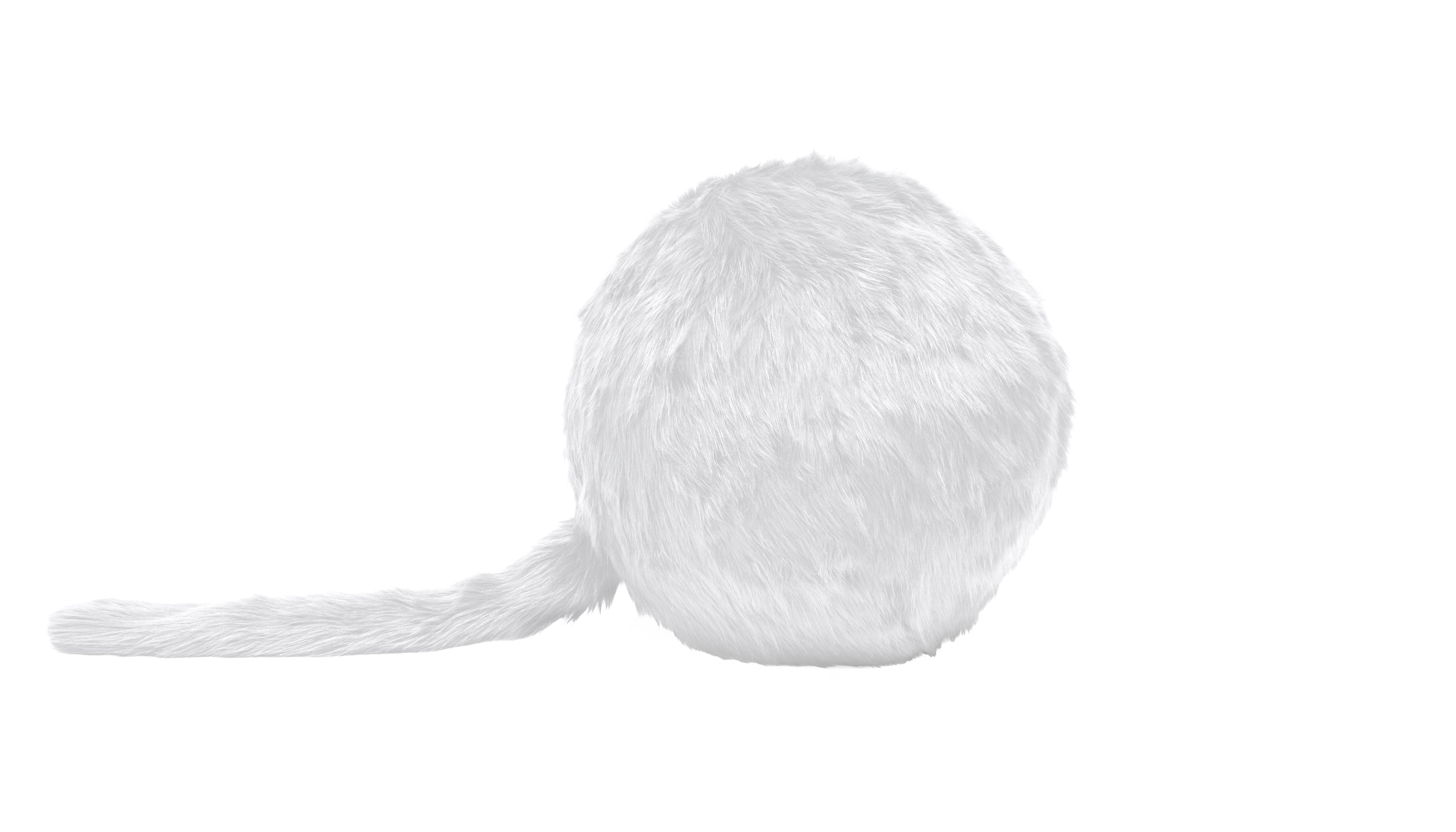 Weißer Ron Ron Pouf von Gufram: Flauschiger Sitzhocker mit Schwanz, modernes Design für Wohnzimmer.