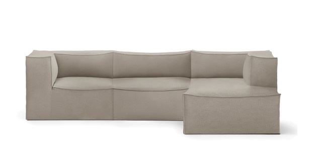 Beige Catena Sofa von Ferm Living, große Eckkombination aus Baumwolle und Leinen.