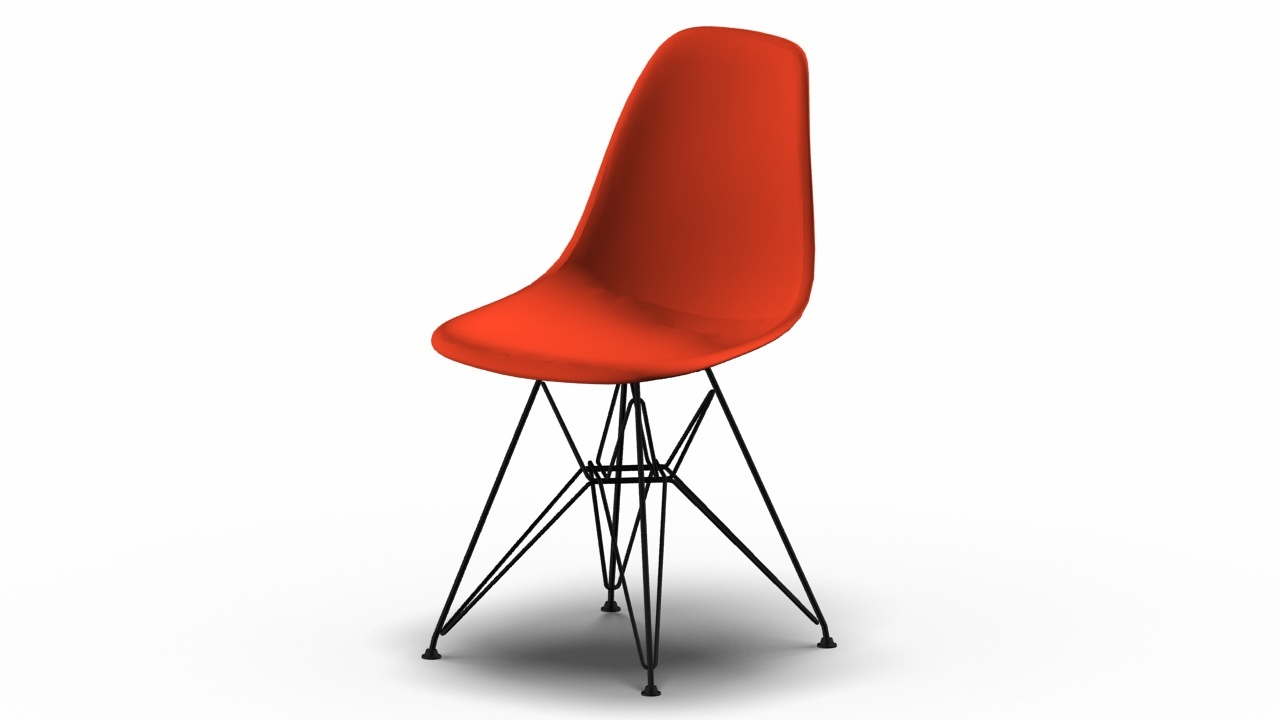 Eames Plastic Side Chair DSR Stuhl Vitra Schwarz-Poppy red
