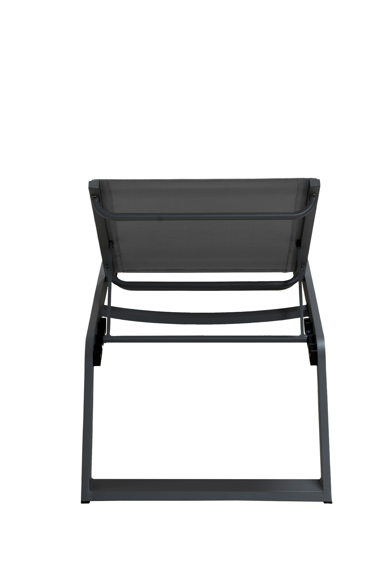 Rückansicht der grauen Siesta Sonnenliege von Cane-Line für den Garten und die Terrasse.