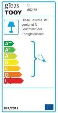 Energieeffizienzlabel der Tooy Stehleuchte Nabila: A++ bis D. Details zur Energieeffizienzklasse.
