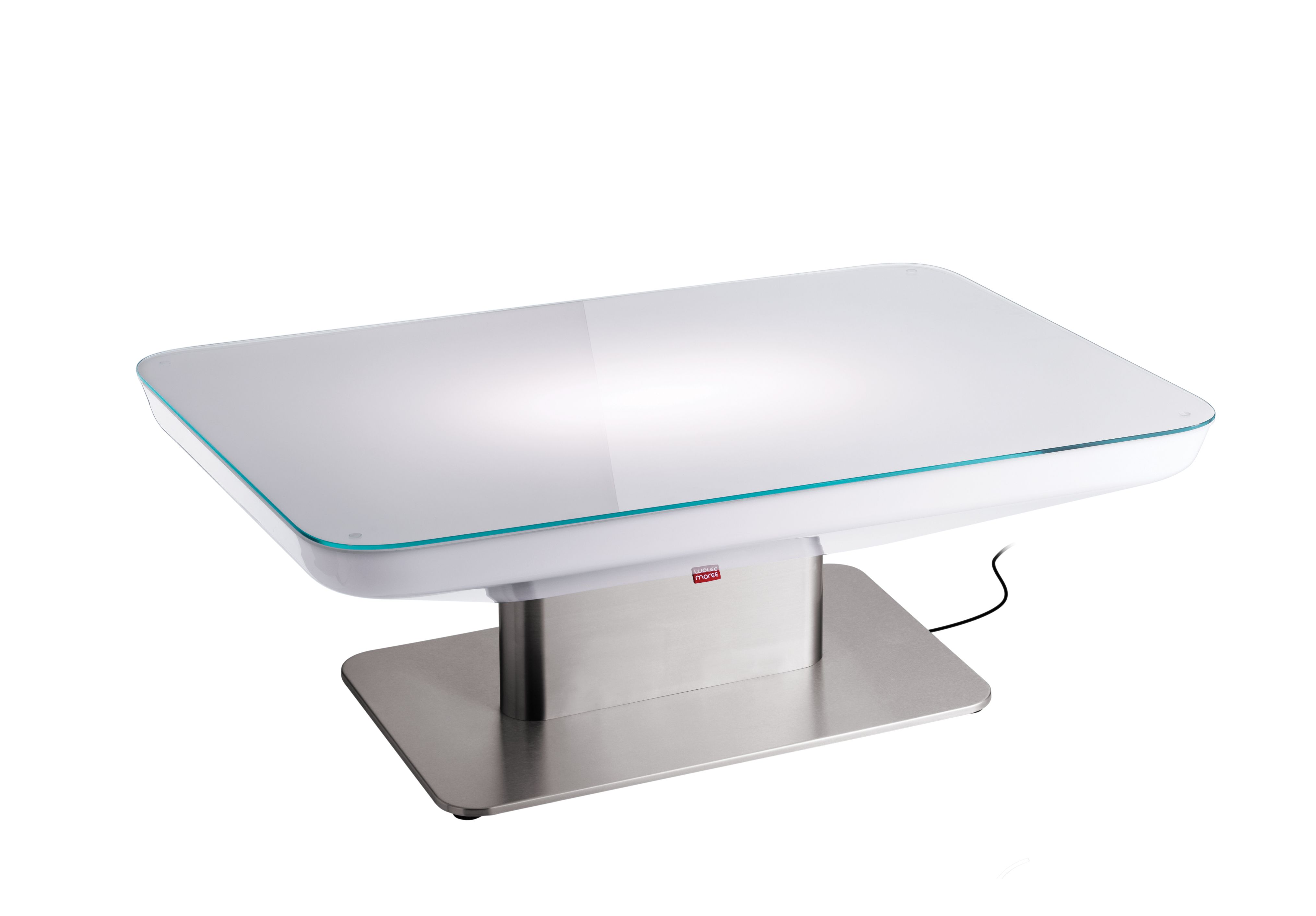 Studio 36 Outdoor Tisch von Moree mit Glasplatte und Edelstahlfuß für den Garten.