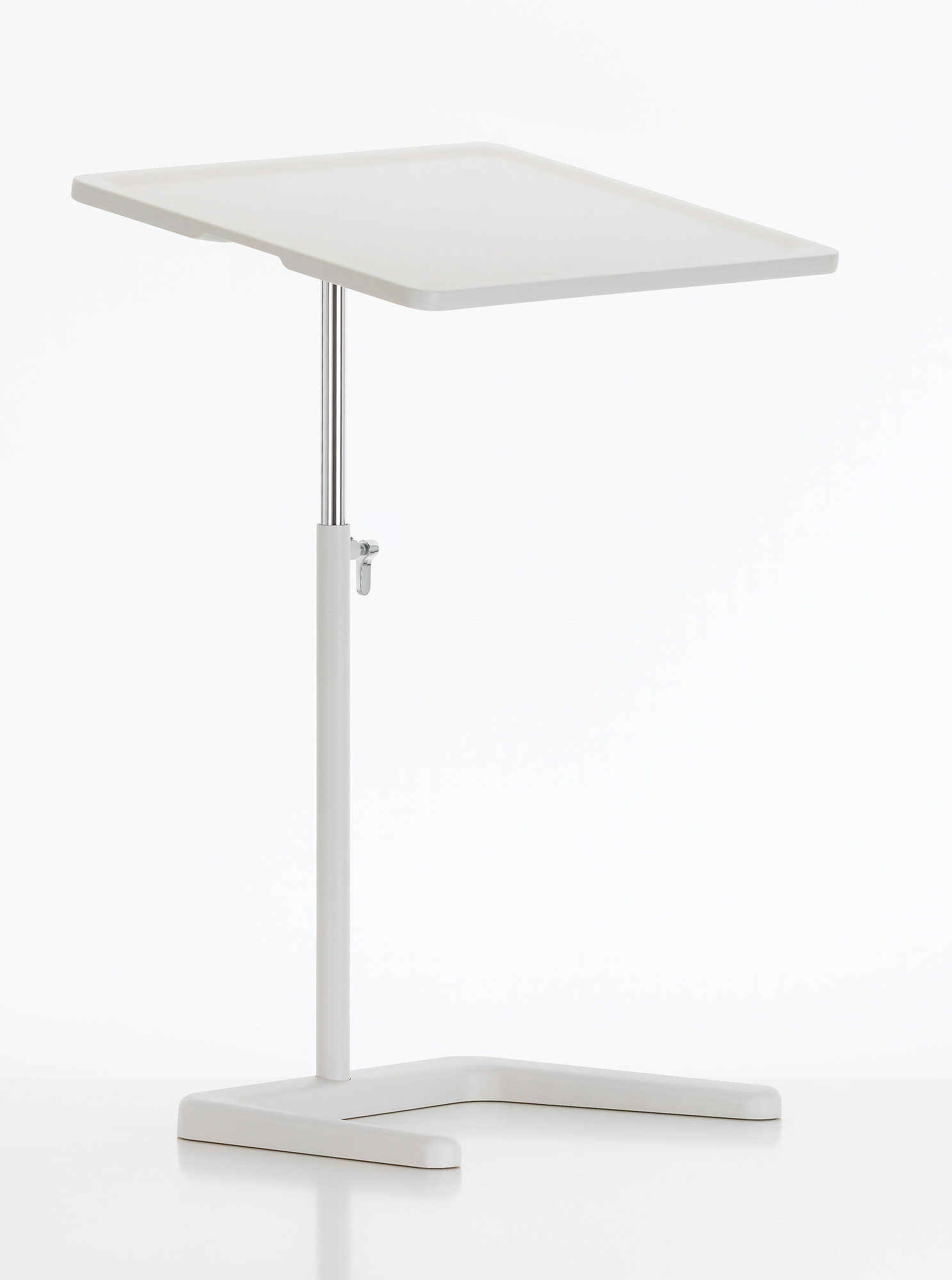 Vitra Nes Table Beistelltisch in Soft Light: Höhenverstellbarer, moderner Tisch mit quadratischer Platte.