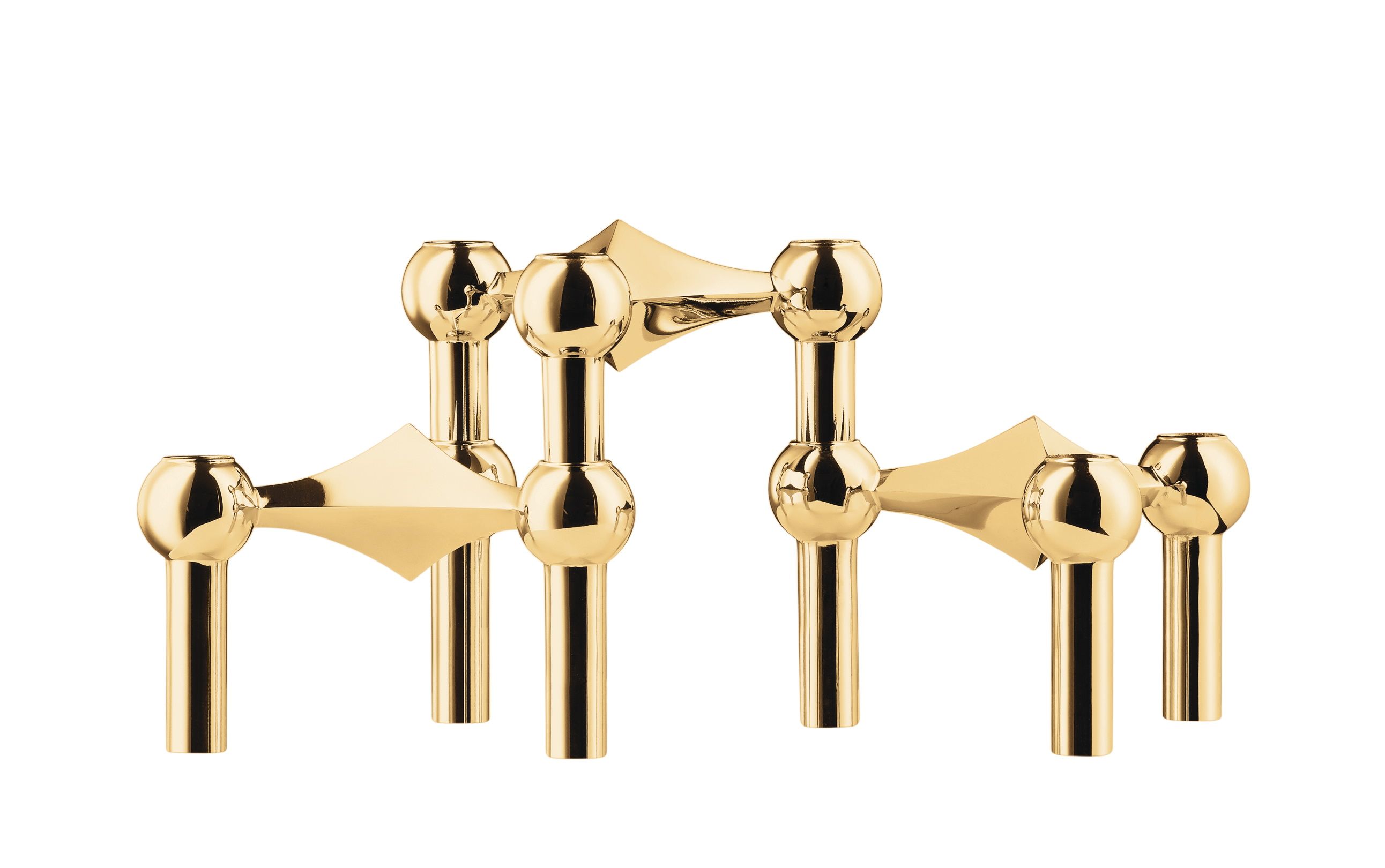 Kerzenständer 3er Set aus Messing mit modernem Design für stimmungsvolle Beleuchtung.