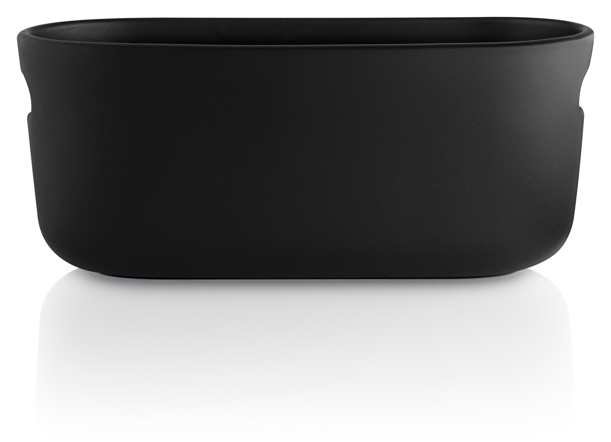 Schwarzer Eva Solo Kräutertopf zur Selbstbewässerung, ideal für frische Kräuter in der Küche.