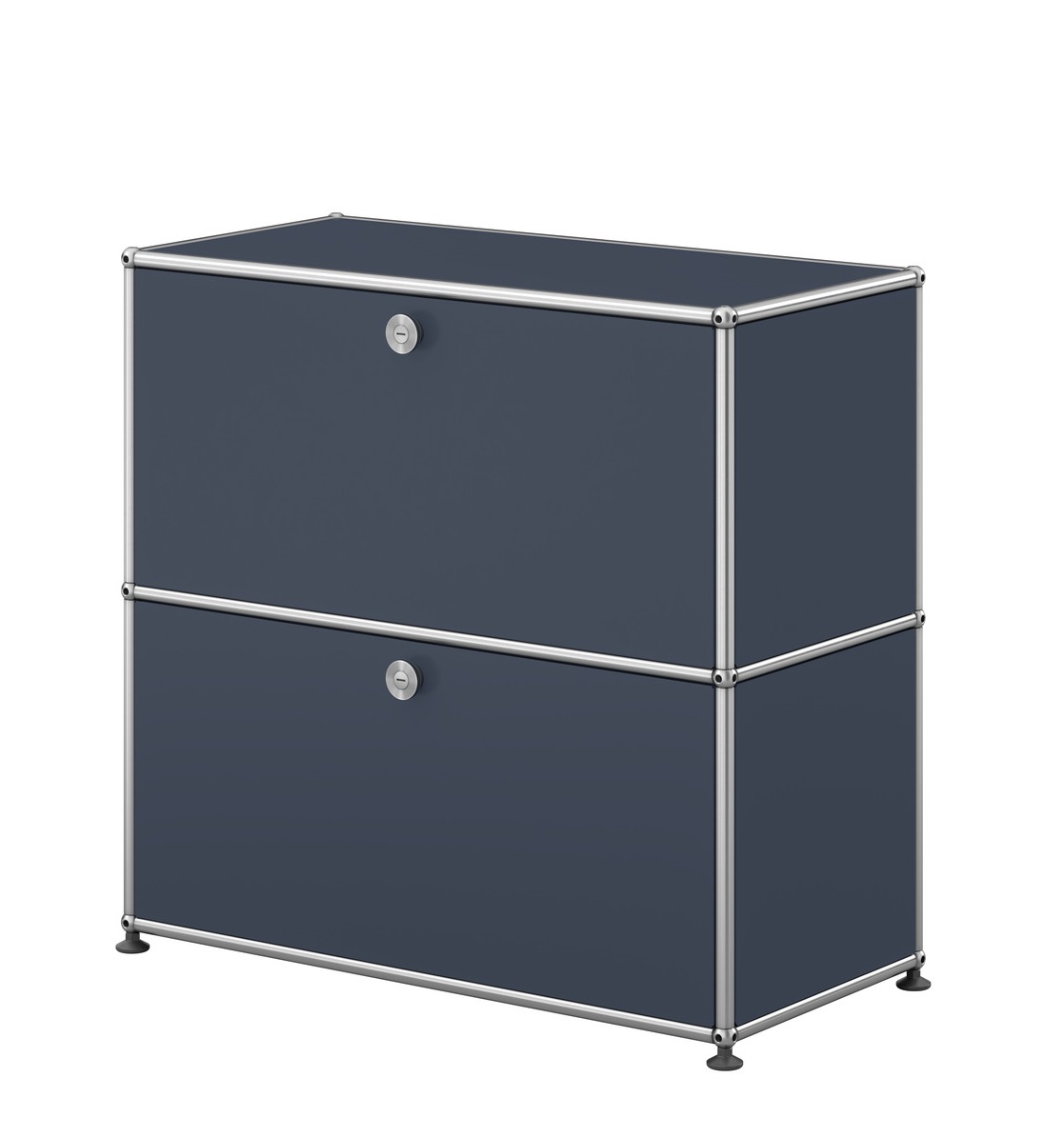 USM Haller Sideboard in Anthrazitgrau mit zwei abschließbaren Fächern, modernes Designmöbel für Büro und Wohnraum.