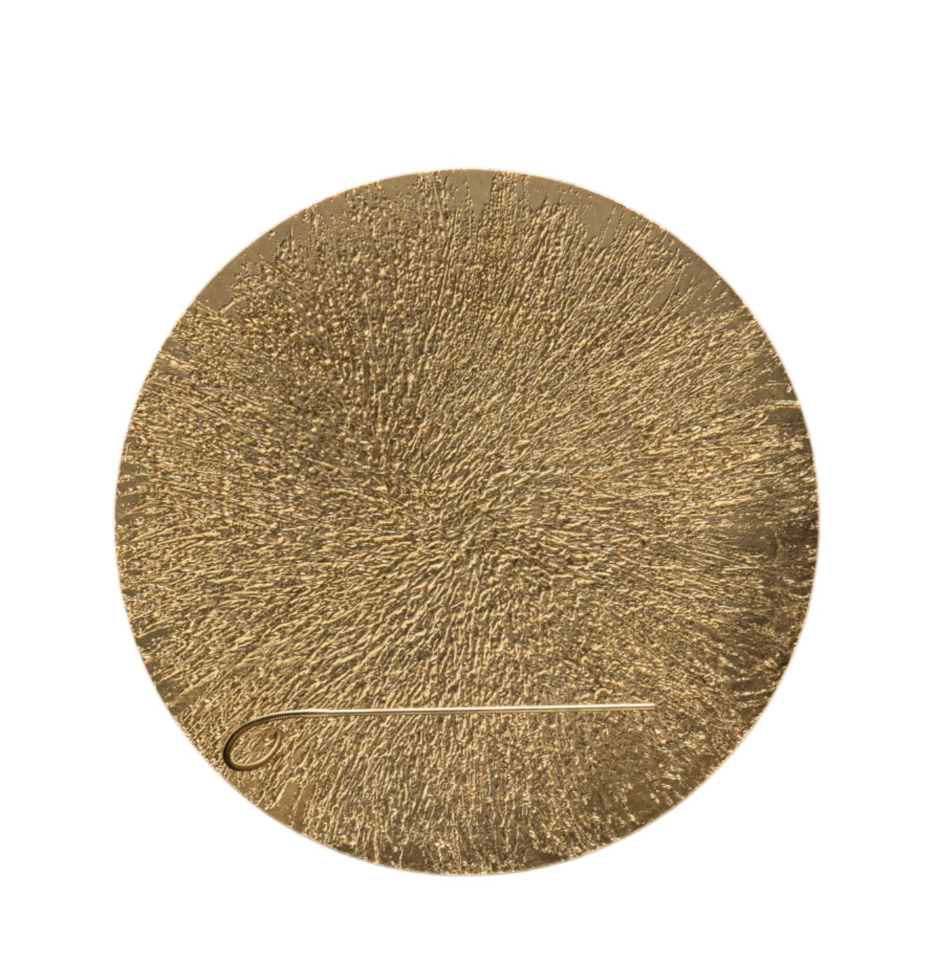 Goldene Bellatrix Wandleuchte von Catellani & Smith, runde Designlampe mit strukturierter Oberfläche.