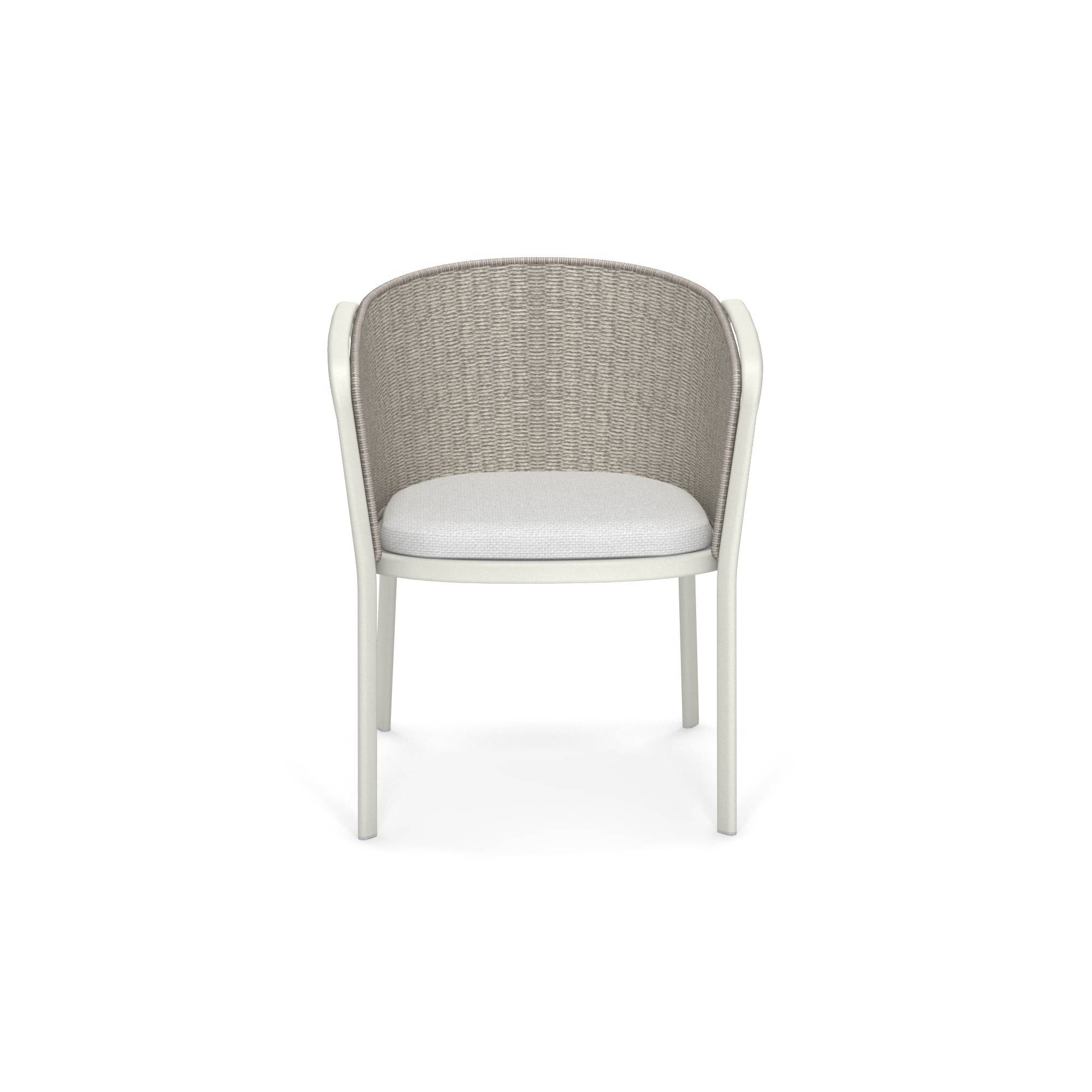 Carousel Armlehnstuhl für den Außenbereich, Emu Weiß/Melange Ivory, moderner Gartenstuhl mit Armlehnen.