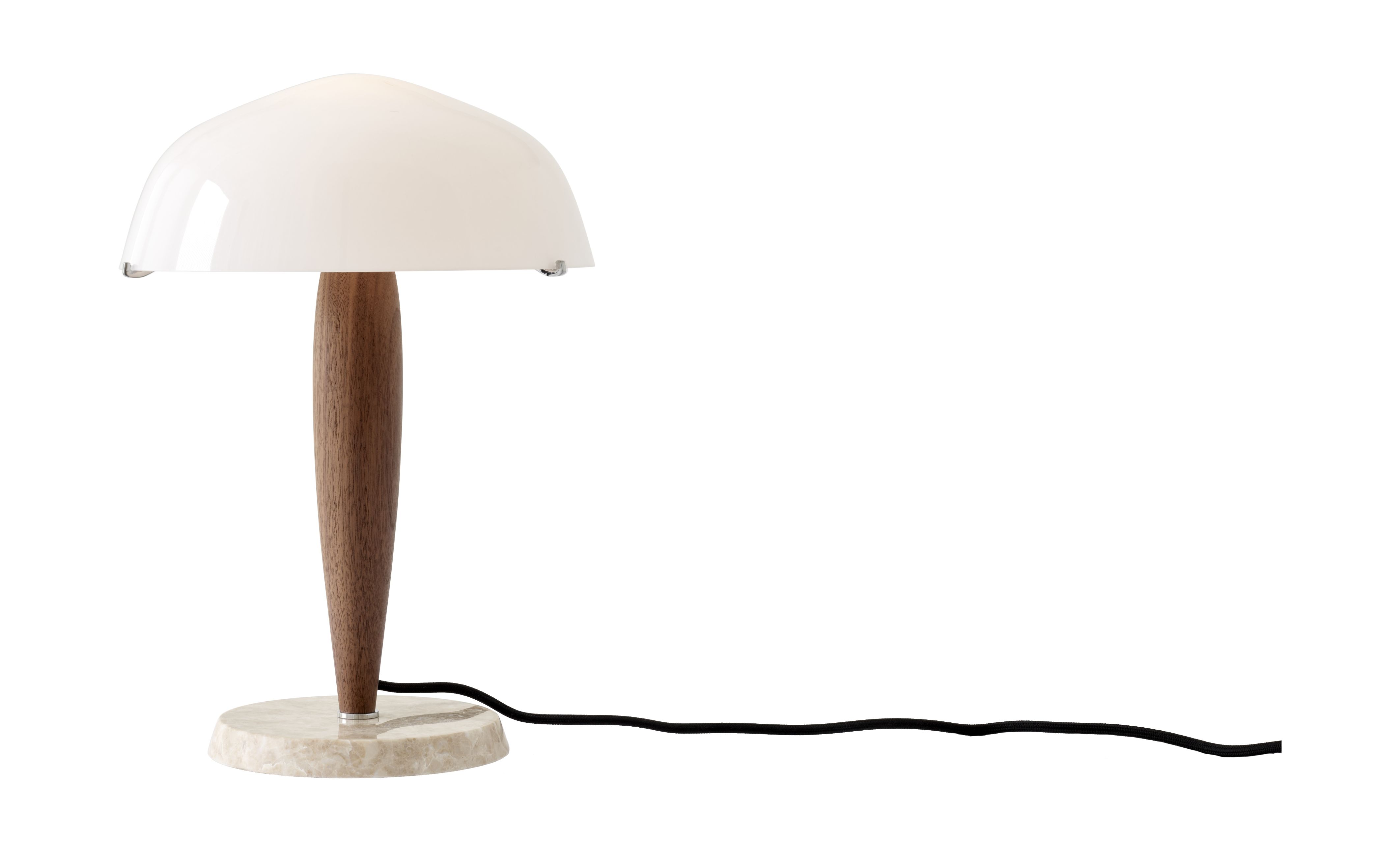 Helle Herman SHY3 Tischleuchte von AndTradition mit Holzfuß und Marmorsockel. Design Lampe.