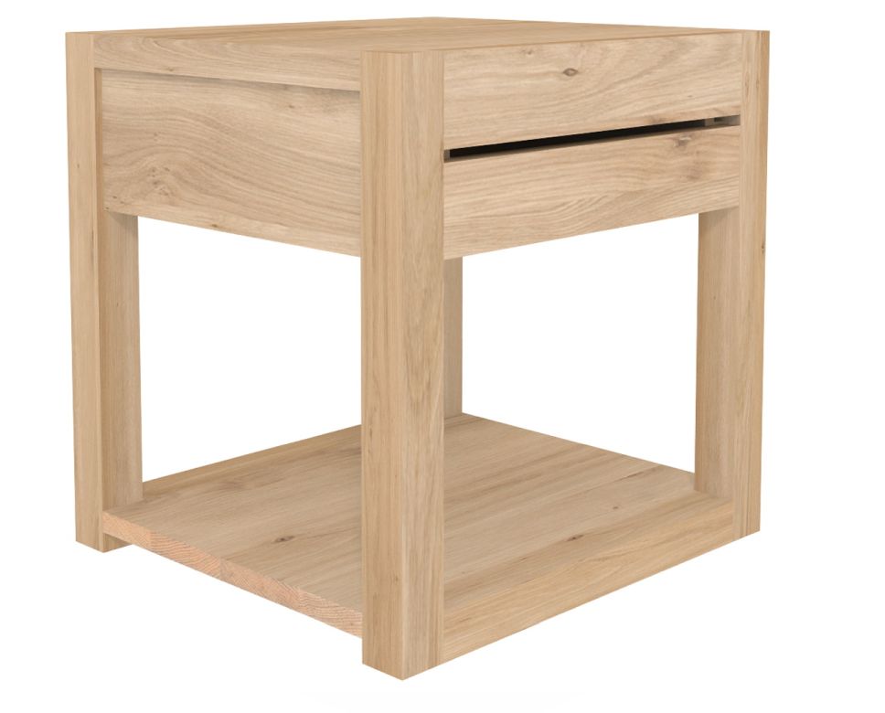 Azur Nachttisch von Ethnicraft: Moderner Nachttisch aus Eiche mit Schublade und Ablage.