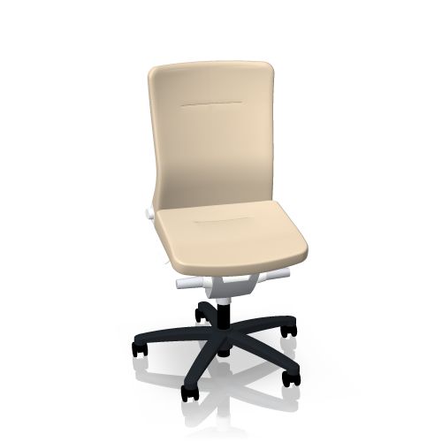 Lamiga Drehstuhl von König+Neurath, beige, mit schwarzem Fußkreuz und Rollen. Bürostuhl für ergonomisches Sitzen.
