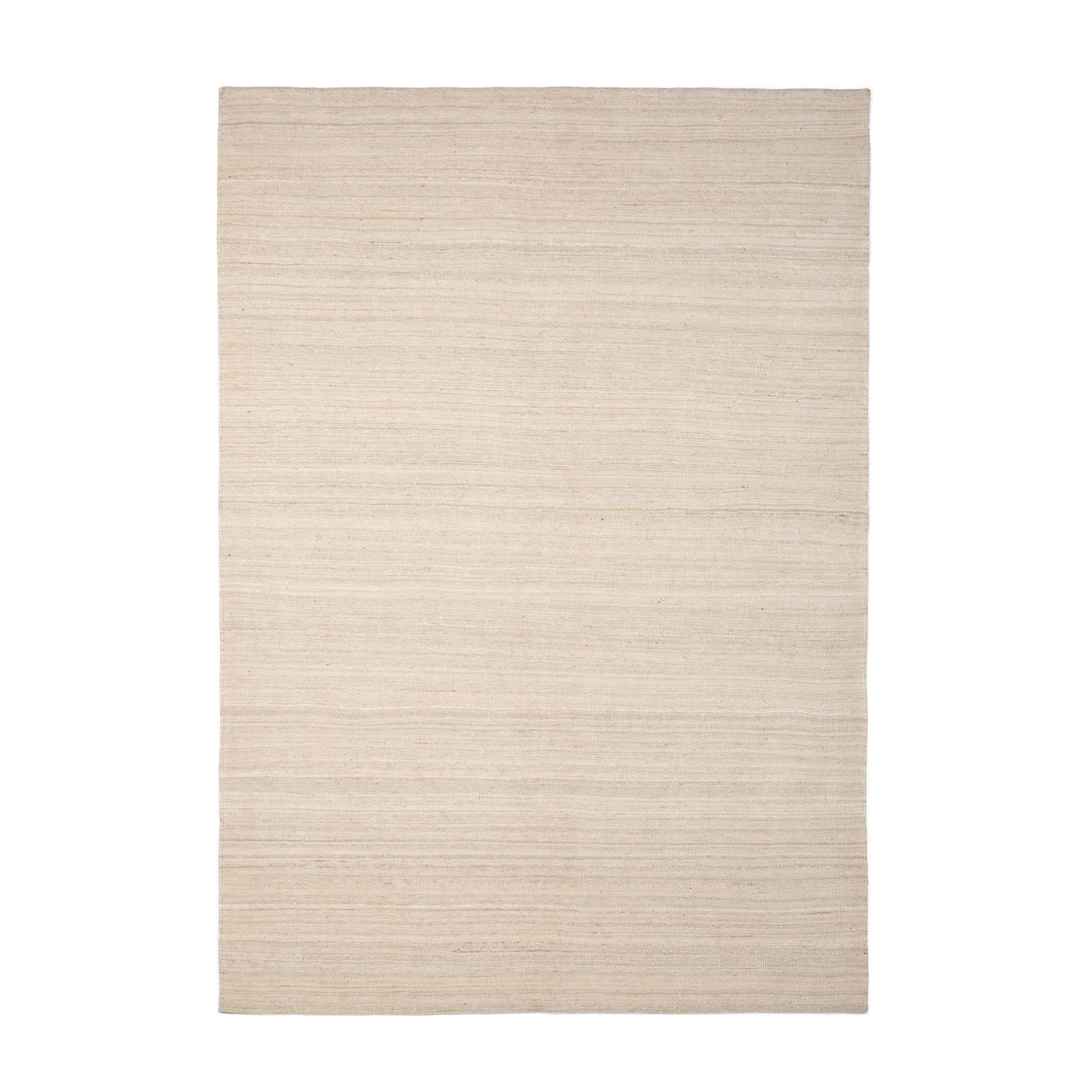 Beiger Ethnicraft Sand Nomad Kilim Teppich (B 250) mit feiner, horizontaler Webstruktur.