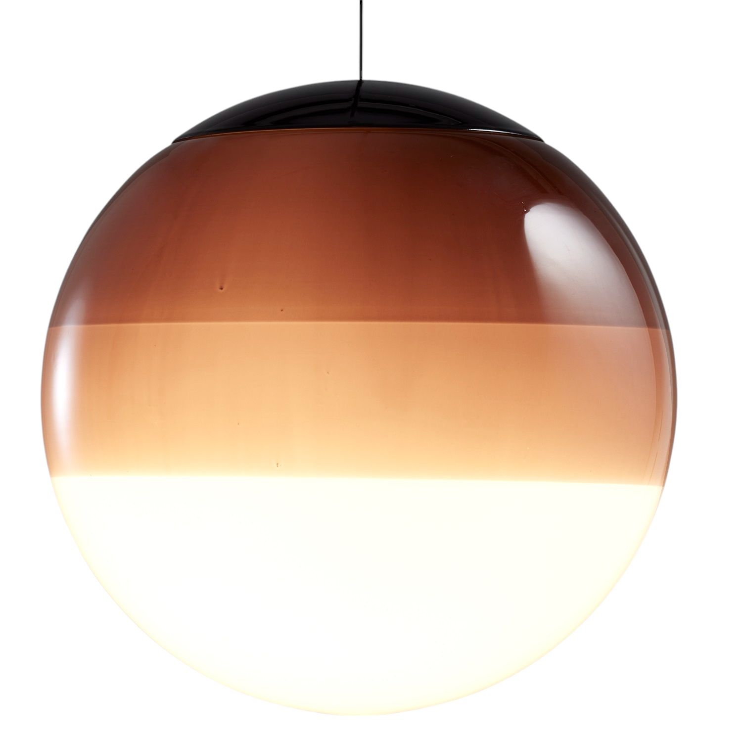 Dipping Light 40 LED Pendelleuchte von Marset: Runde Hängelampe mit Farbverlauf von Braun zu Weiß.