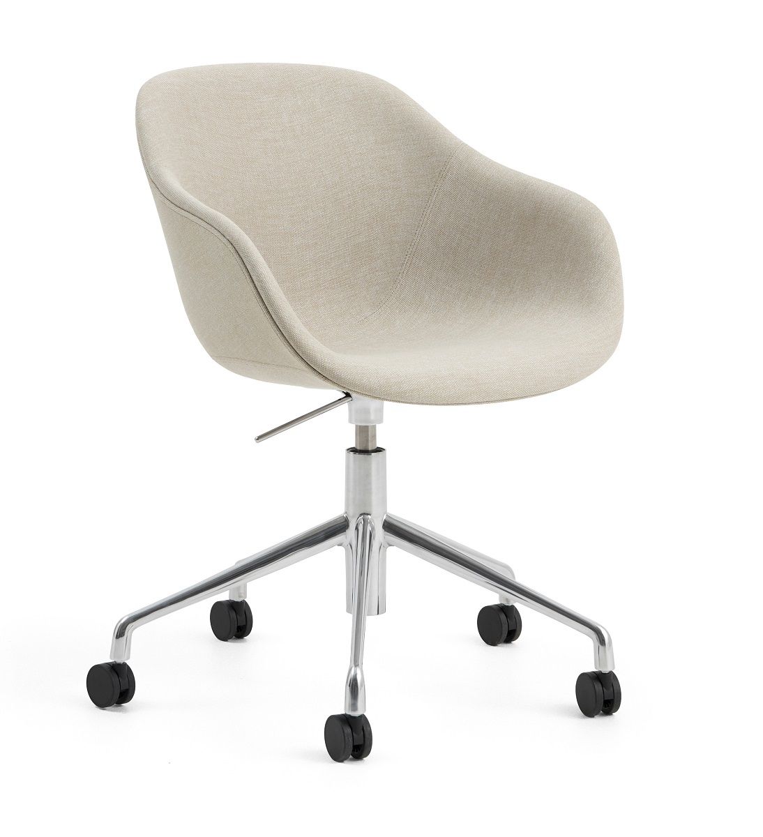 Beiger About a Chair AAC 253 Stuhl von Hay mit Rollen und Drehfunktion.