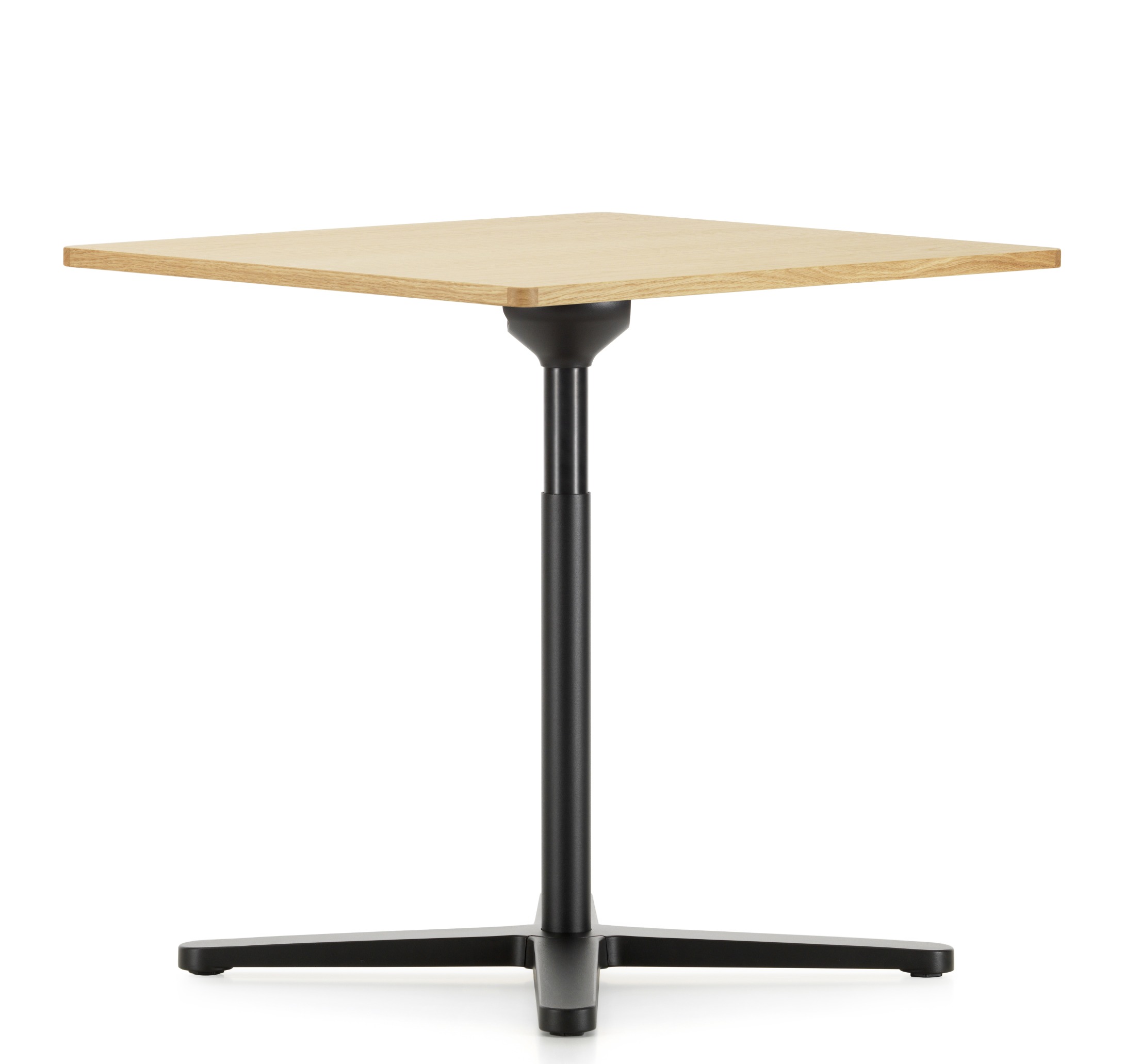 Quadratischer Vitra Super Fold Table Faltbarer Tisch mit hellem Holz und schwarzem Gestell.