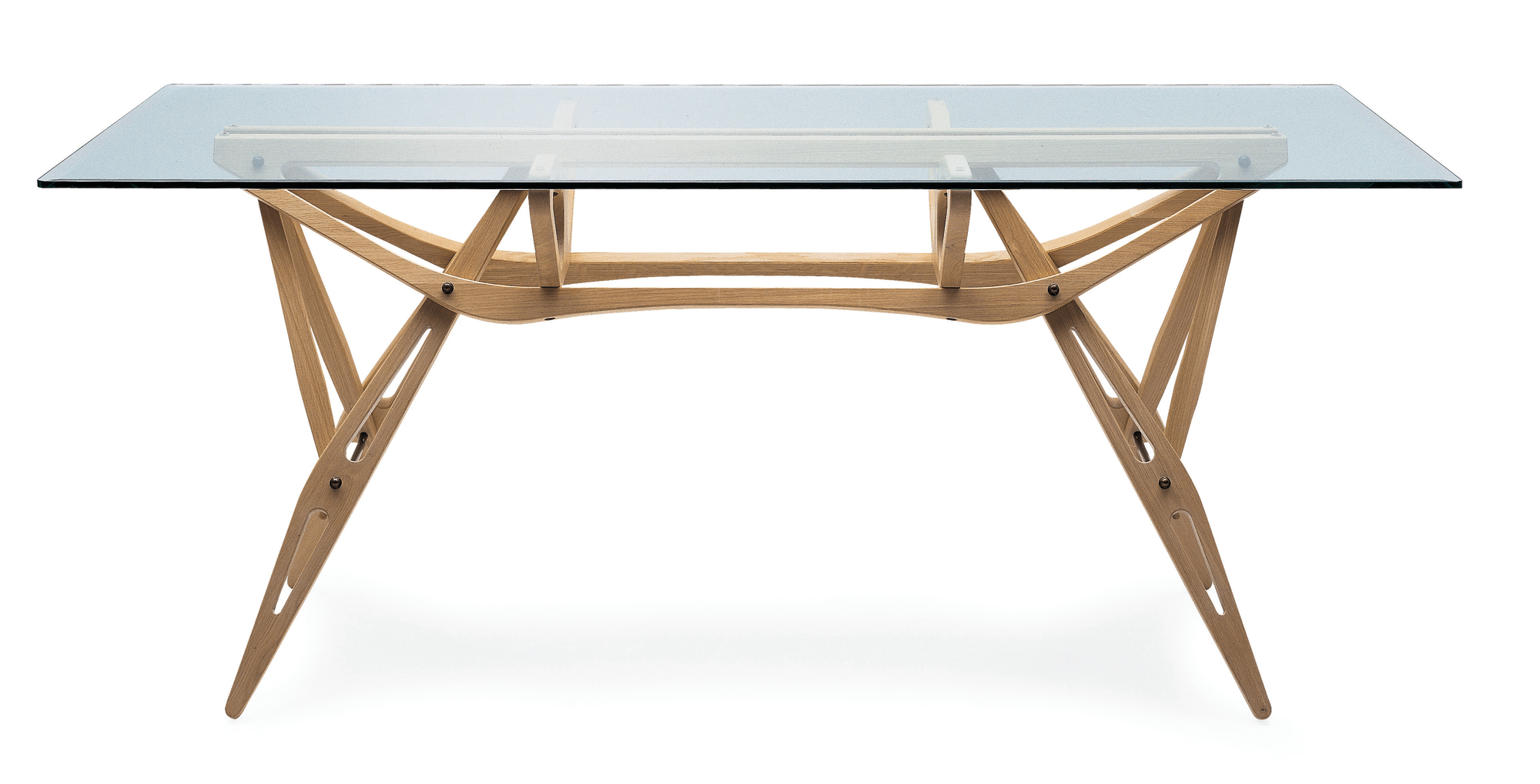 Reale Tisch von Zanotta mit Glasplatte und filigranem Holzgestell, modernes Design für Esszimmer.