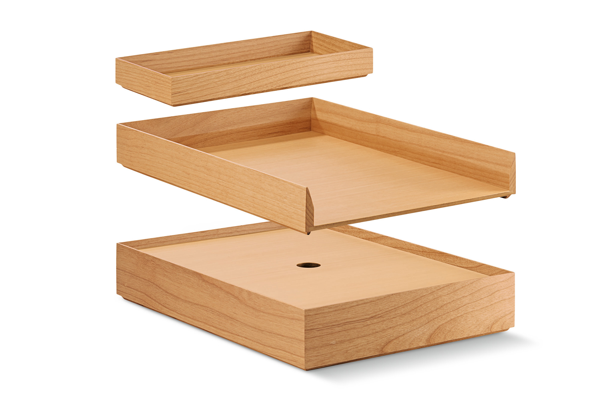 Philippi Script Dokumentenbox: Holz Schreibtisch Organizer mit drei Ebenen, Büro Ablage.