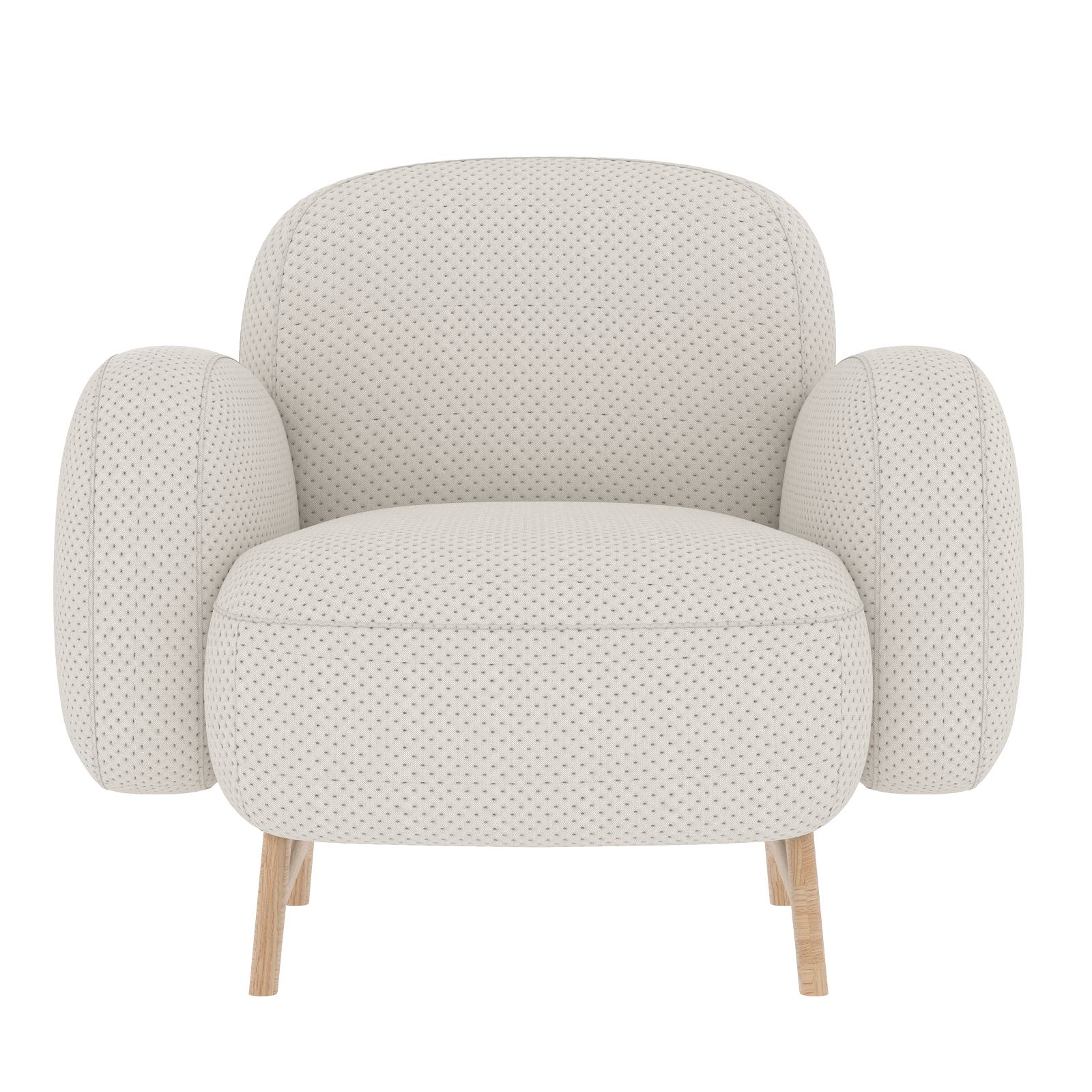 Auguste Armchair Sessel von Hartô, Stoffbezug in Beige und helle Holzfüße. Moderner Sessel für Wohnzimmer.