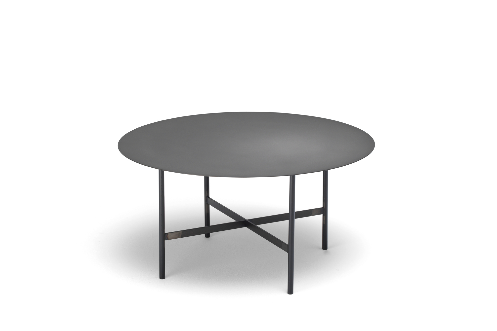 BETA Couchtisch von Müller Möbelfabrikation, groß, rund, rauchfarben matt, modernes Design.