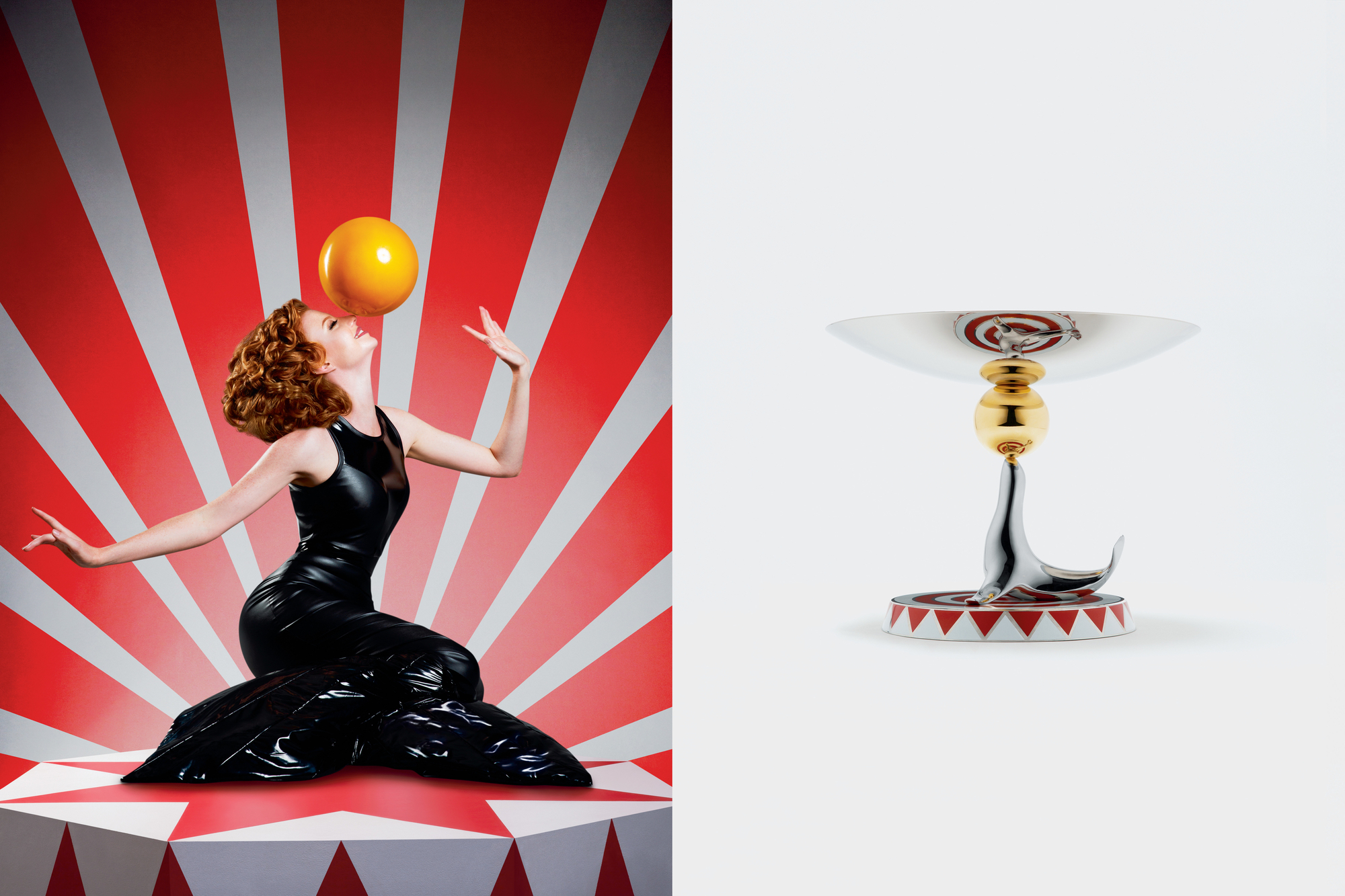 Alessi Etagere MW69 Limited Edition: Elegante, mehrstöckige Servierplatte mit Zirkusmotiv und verspieltem Design.