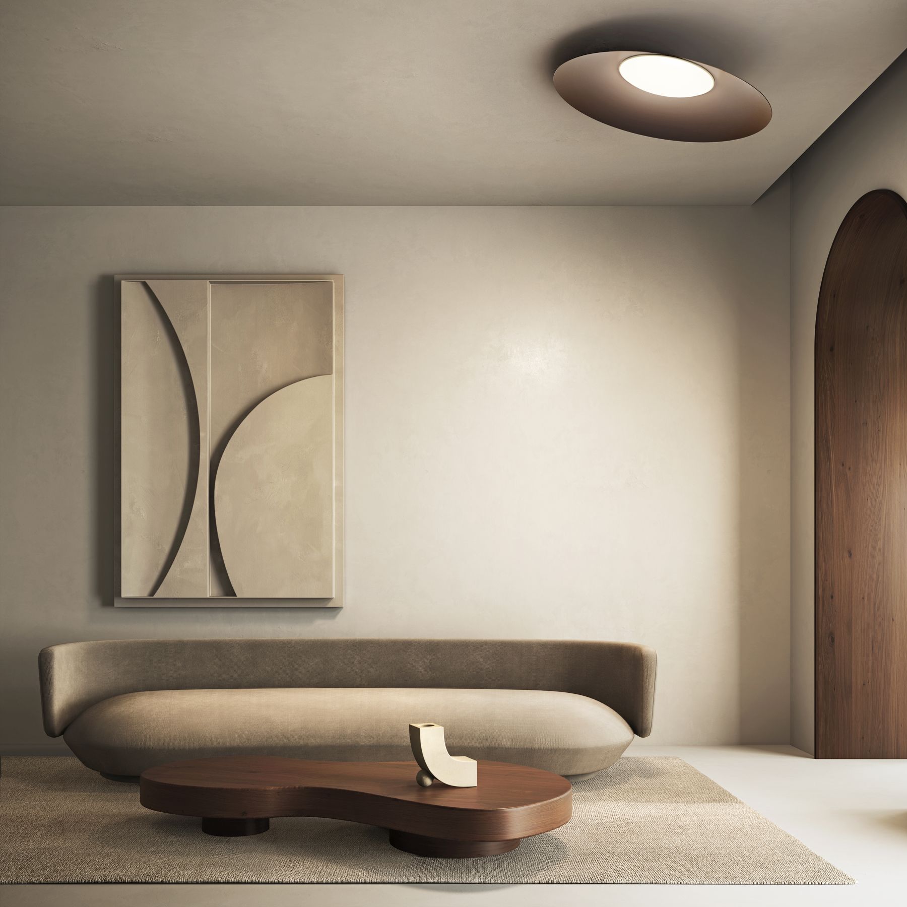 Moderne Deckenleuchte "Kate" in Weiß, Durchmesser 90cm, für stilvolle Wohnraumbeleuchtung. Design Deckenlampe für Innenräume.