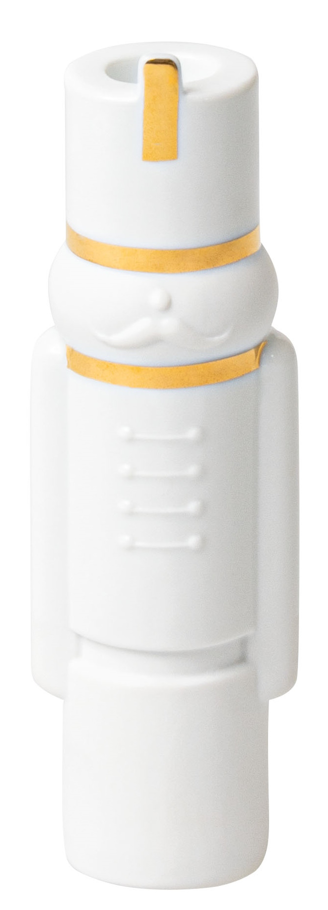 Weißer Nussknacker Kerzenhalter von Räder, festliche Weihnachtsdekoration für stimmungsvolle Beleuchtung.