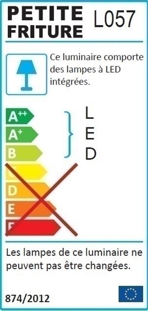 Energielabel der Petite Friture Mediterranea Pendelleuchte Small mit LED-Leuchtmittel und Energieeffizienzklasse.