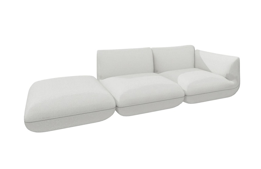 Jalis Sofa in Hellgrau: Modernes Ecksofa mit Ottomane für Wohnzimmer und Lounge.