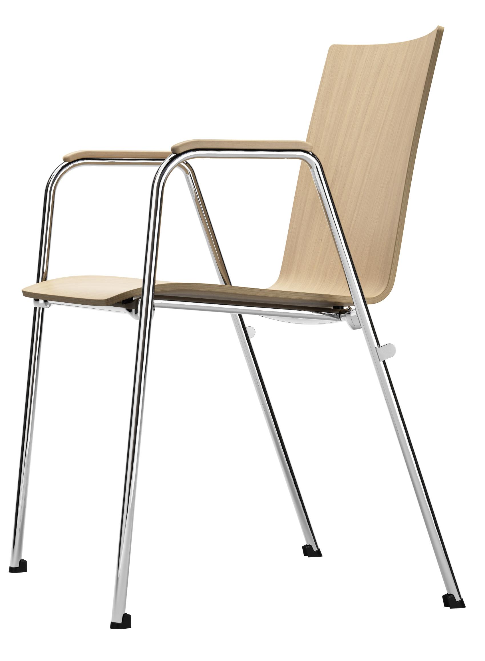 Thonet Stuhl S 260/A F mit Armlehne, Holz und Chrom, modernes Design für Büro und Wohnbereich.