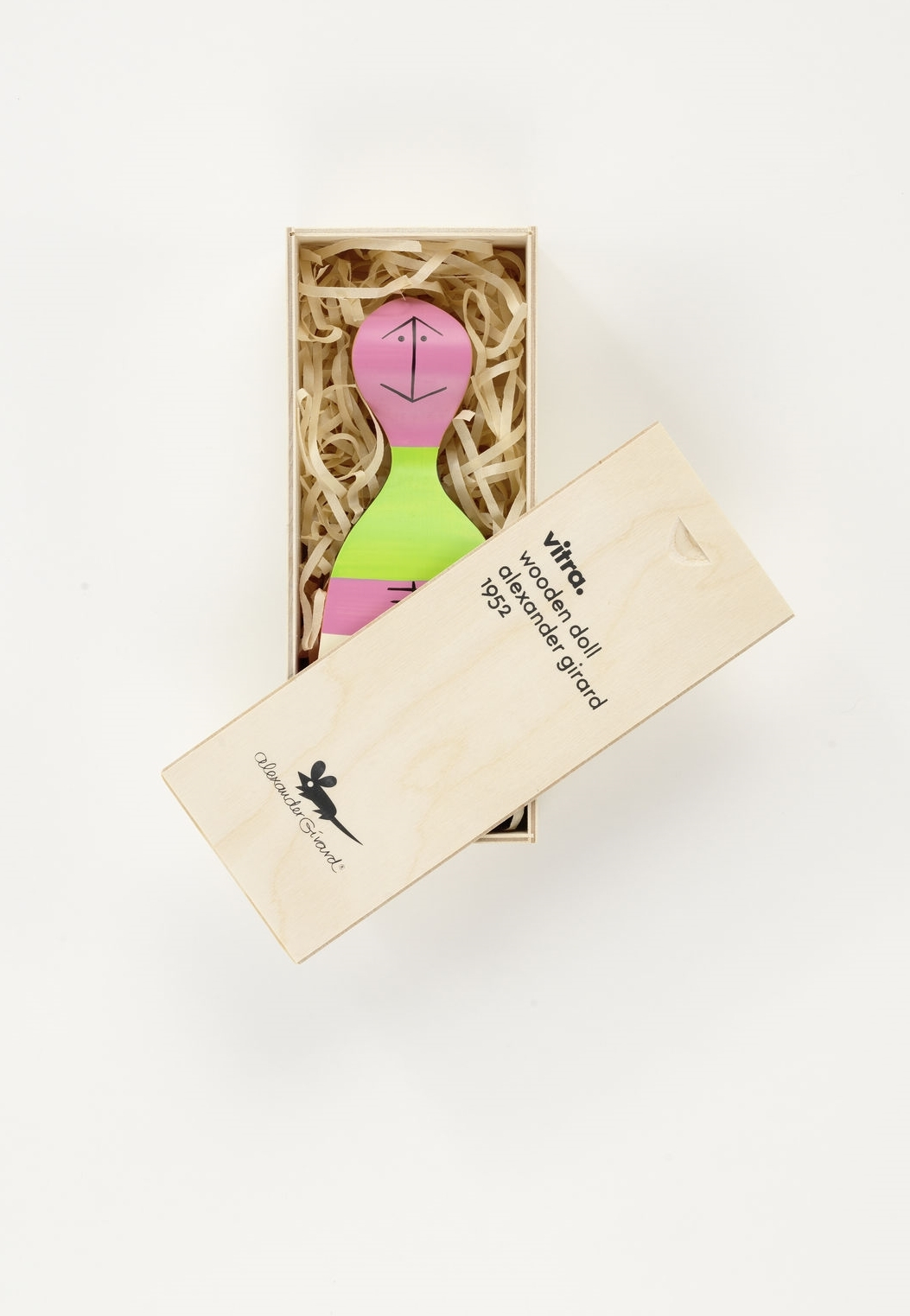 Vitra Wooden Doll No. 19 in Holzkiste, dekorative Holzfigur von Alexander Girard, Sammlerstück.