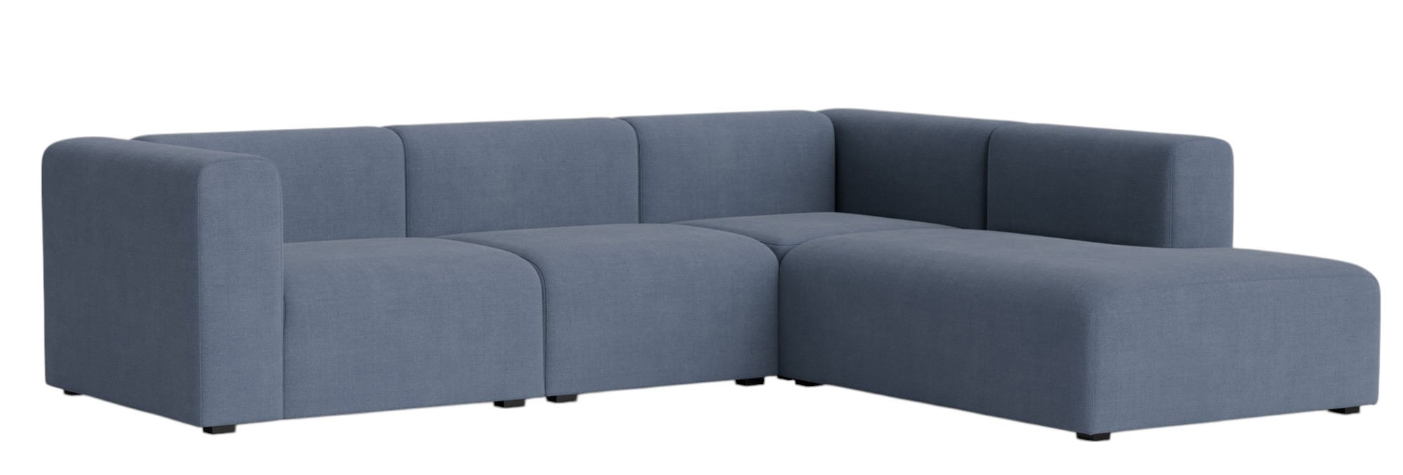 Blaues Mags Sofa von Hay mit Eckkombination und Armlehne rechts. Modernes Ecksofa.