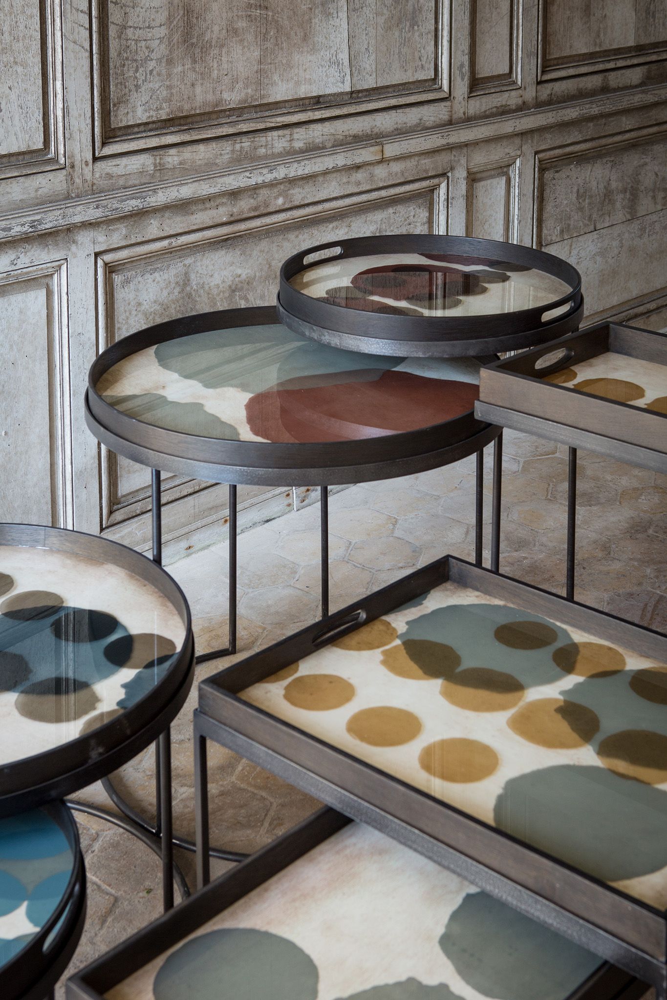 Beistelltisch 2-er Set Schwarz Rund S/L Ethnicraft